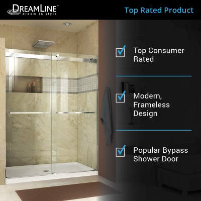 Dropship Frameless Sliding Glass Shower Doors 60 Width X 76Height With  3/8(10mm) Clear Tempered Glass, Brushed Nickel Finish, Big Rollers, Square  Rail, Self-cleaning Coating On Both Sides to Sell Online at a