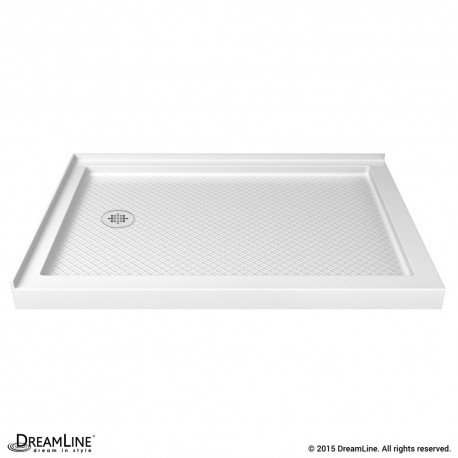 DreamLine DL-6295C-01 32 D x 32 W x 76 3/4 H Slimline Double Threshold Corner Drain Base and Acrylic Backwall Kit in White