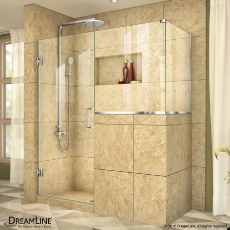 Unidoor Plus 47 - 48 in. x 30 3/8 - 40 3/8 in. Hinged Shower Enclosure, 18 in. Inline Buttress Panel