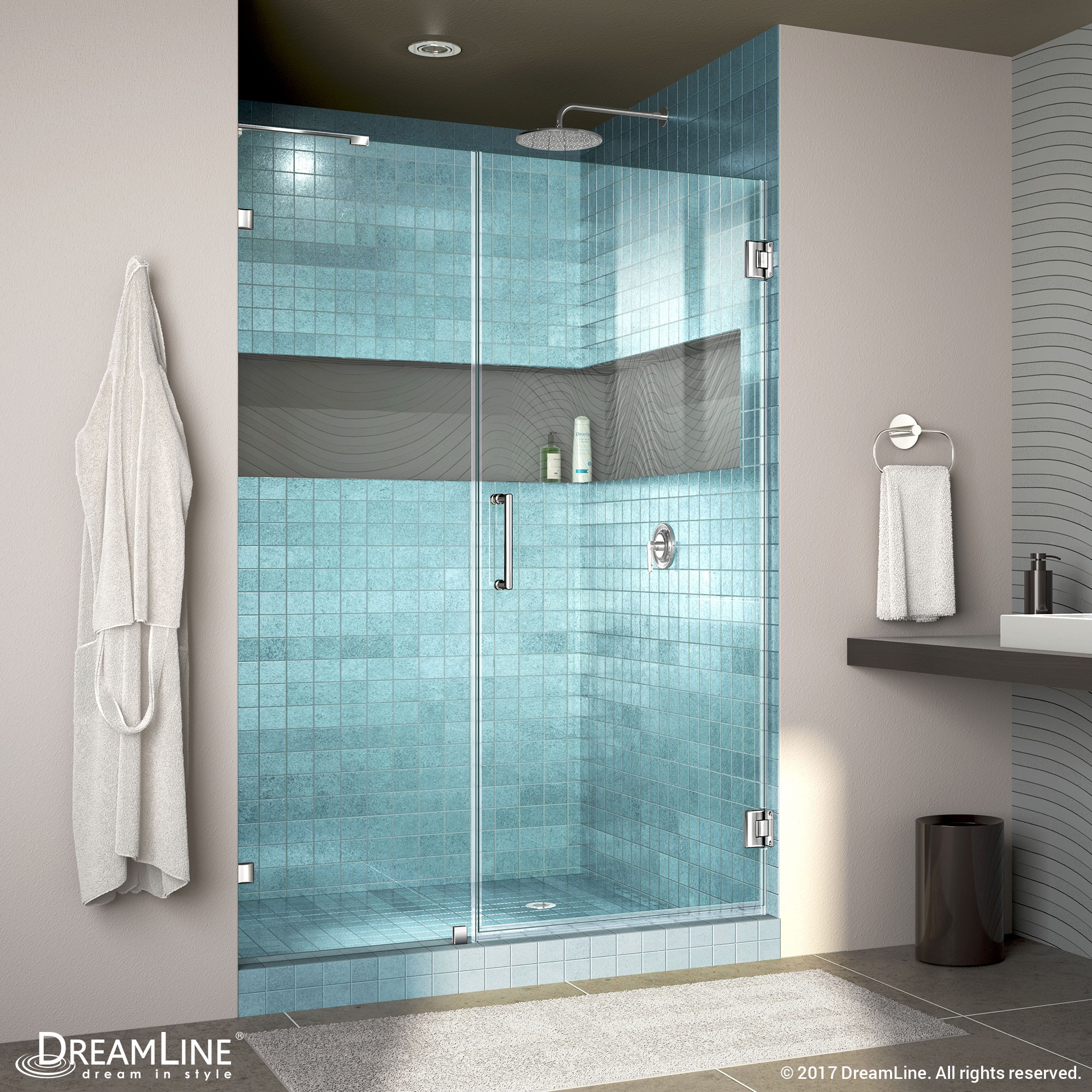Unidoor Lux Shower Door With L Bar 22 Inline Panel Dreamline