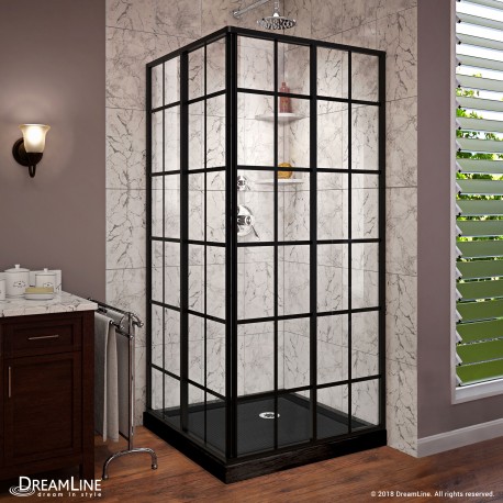 French Corner Sliding Shower Enclosure and Base