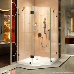 DreamLine DL-6044C-01 36 in. x 36 in. x 76 3/4 in. H Slimline Neo-Angle Shower Base and QWALL-4 Acrylic Backwall Kit White