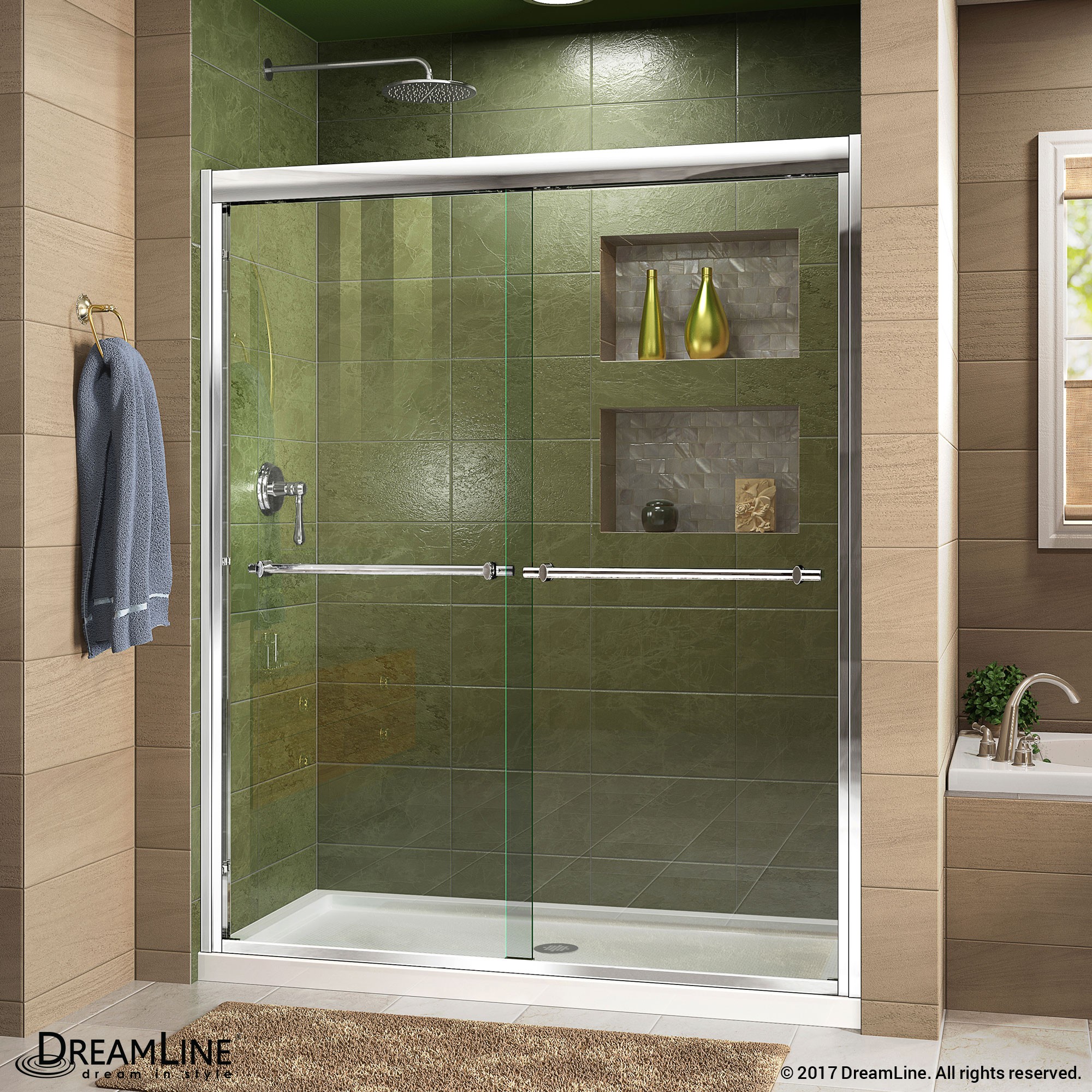 2 curved shower doors in clear glass