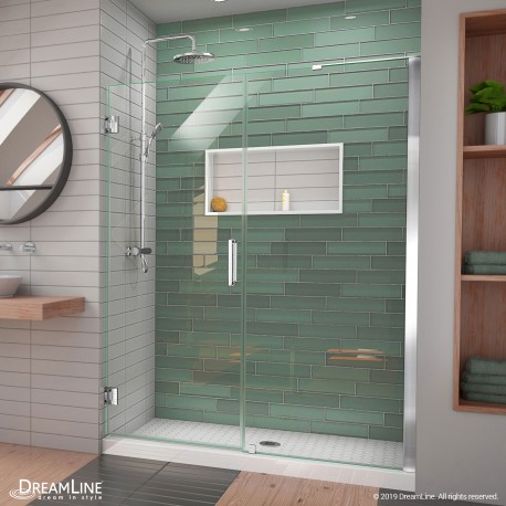 Unidoor-LS Frameless Swing Shower Door 53 - 61