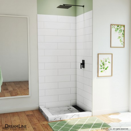 DreamLine DreamStone 36 in. D x 36 in. W x 84 in. H Corner Shower Wall Kit