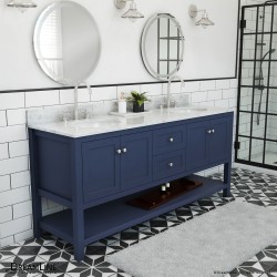 Bath Authority DreamLine Wall-Mounted Modern Bathroom Vanity with Porcelain  Sink and Mirror Complete Bath Vanity Set - Red Oak