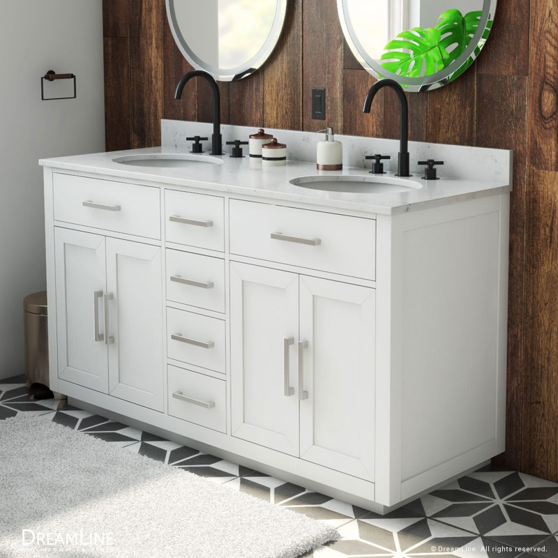 Dexterity 60 inch Oak Vanity with Double Undermount Sinks Dreamline