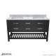 Valencia 60 inch Birch & Oak Console Vanity with Double Undermount Sinks 