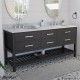 Valencia 72 inch Oak Console Vanity with Double Undermount Sinks 