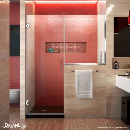 Unidoor Plus 57 - 60 1/2 Hinged Shower Door, 30 in. Buttress Panel Width