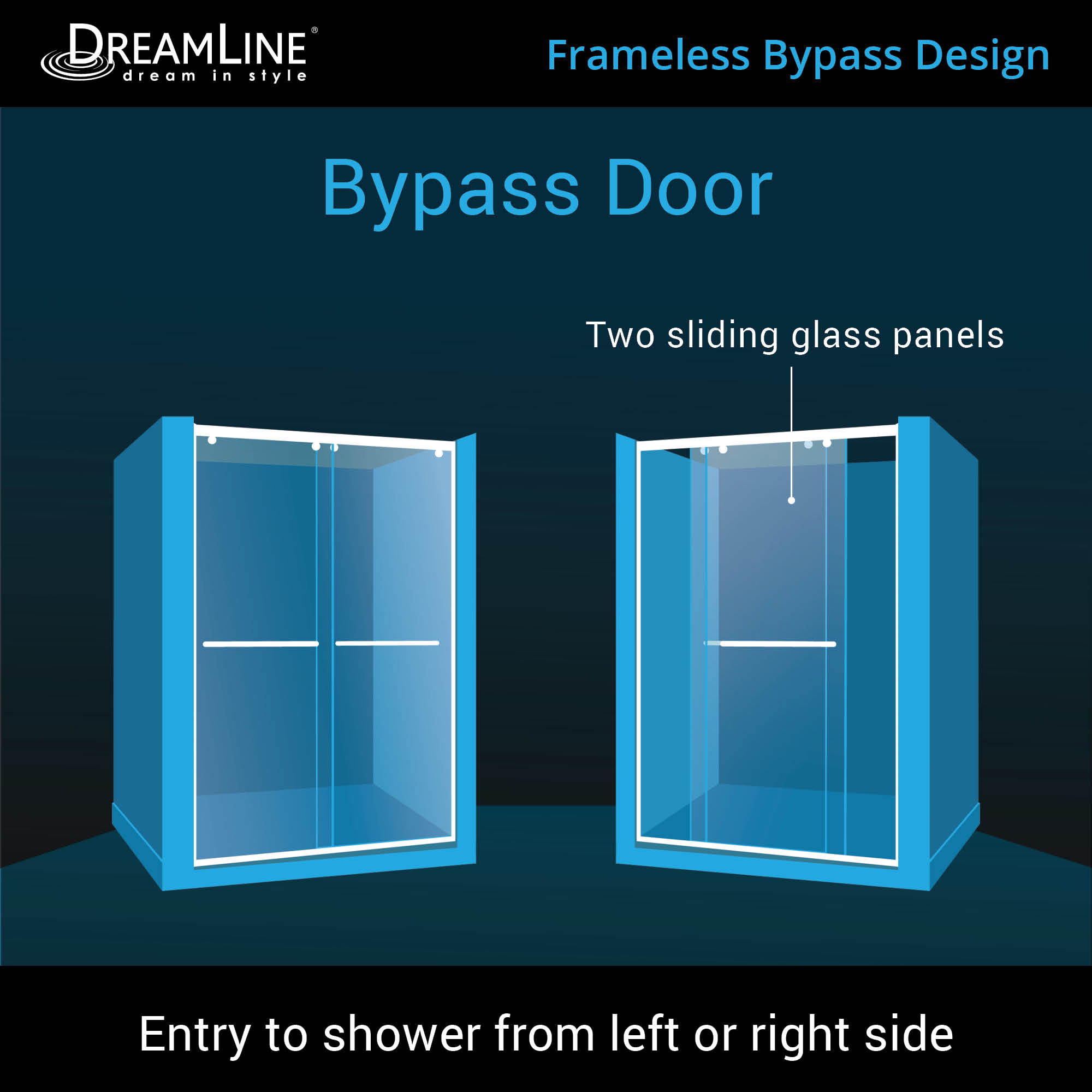 DreamLine Charisma 56-60 in. W x 76 in. H Frameless Bypass Sliding Shower Door in Chrome
