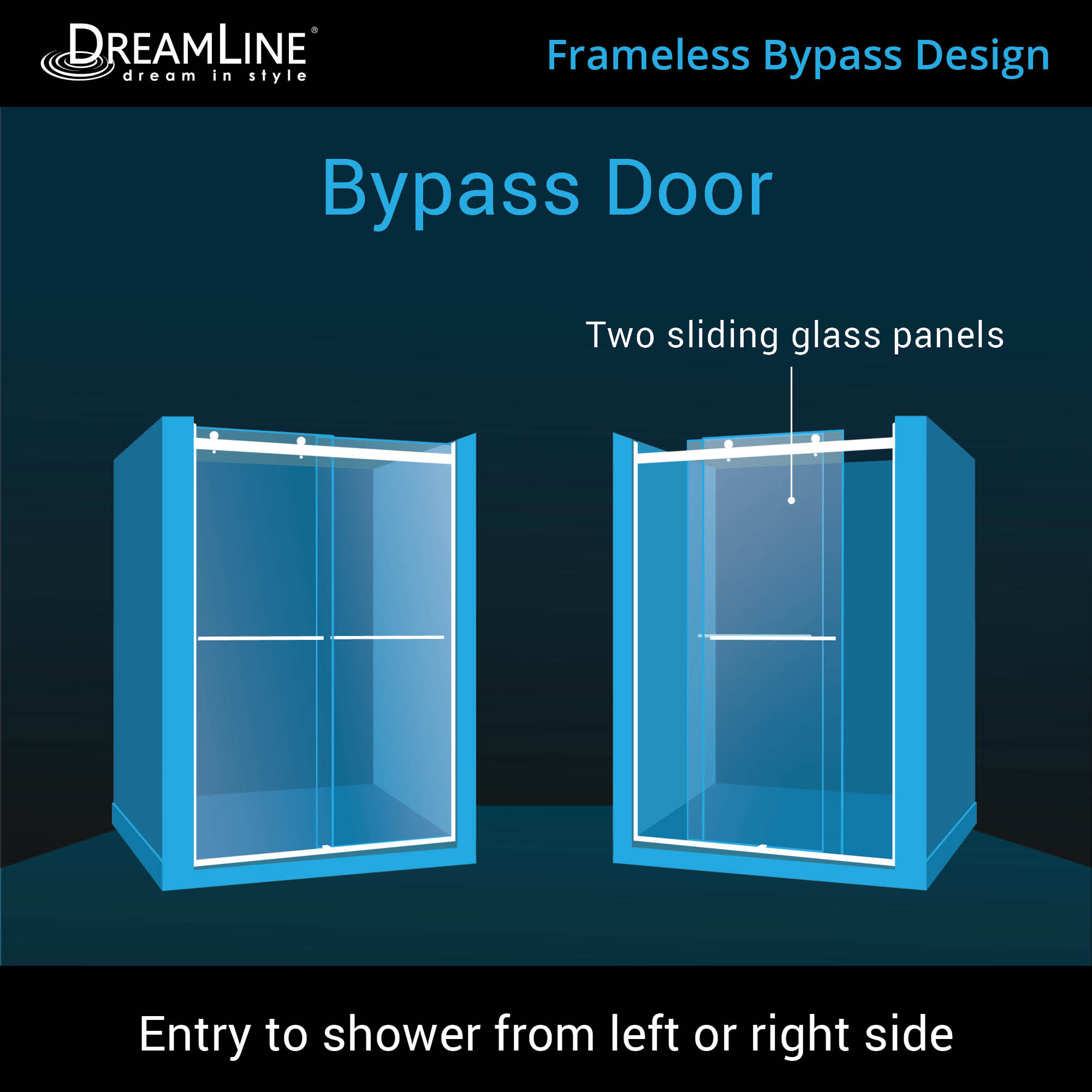 DreamLine Essence-H 44-48 in. W x 76 in. H Frameless Bypass Shower Door in Chrome