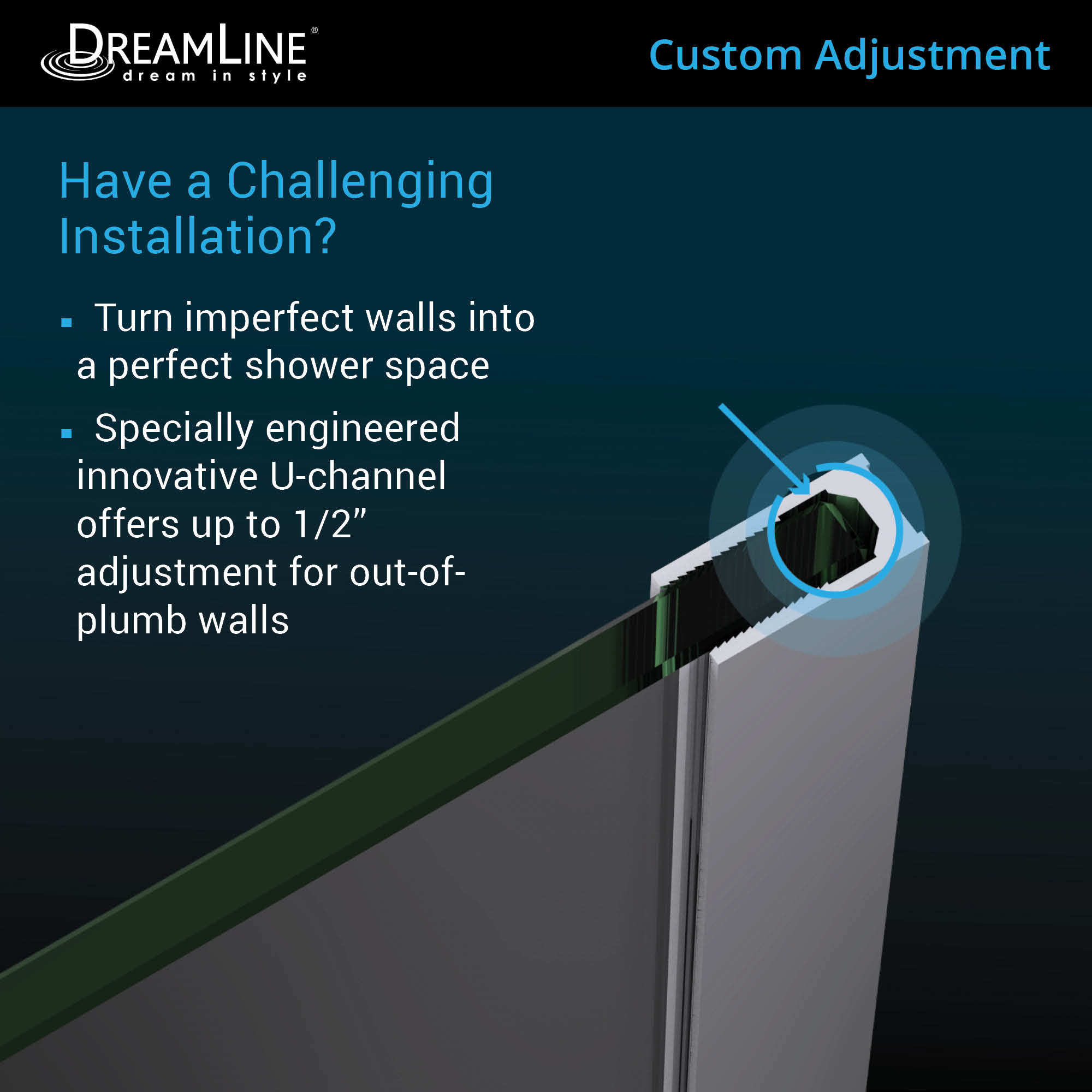 DreamLine Linea Two Adjacent Frameless Shower Screens 34 in. and 30 in. W x 72 in. H, Open Entry Design in Chrome