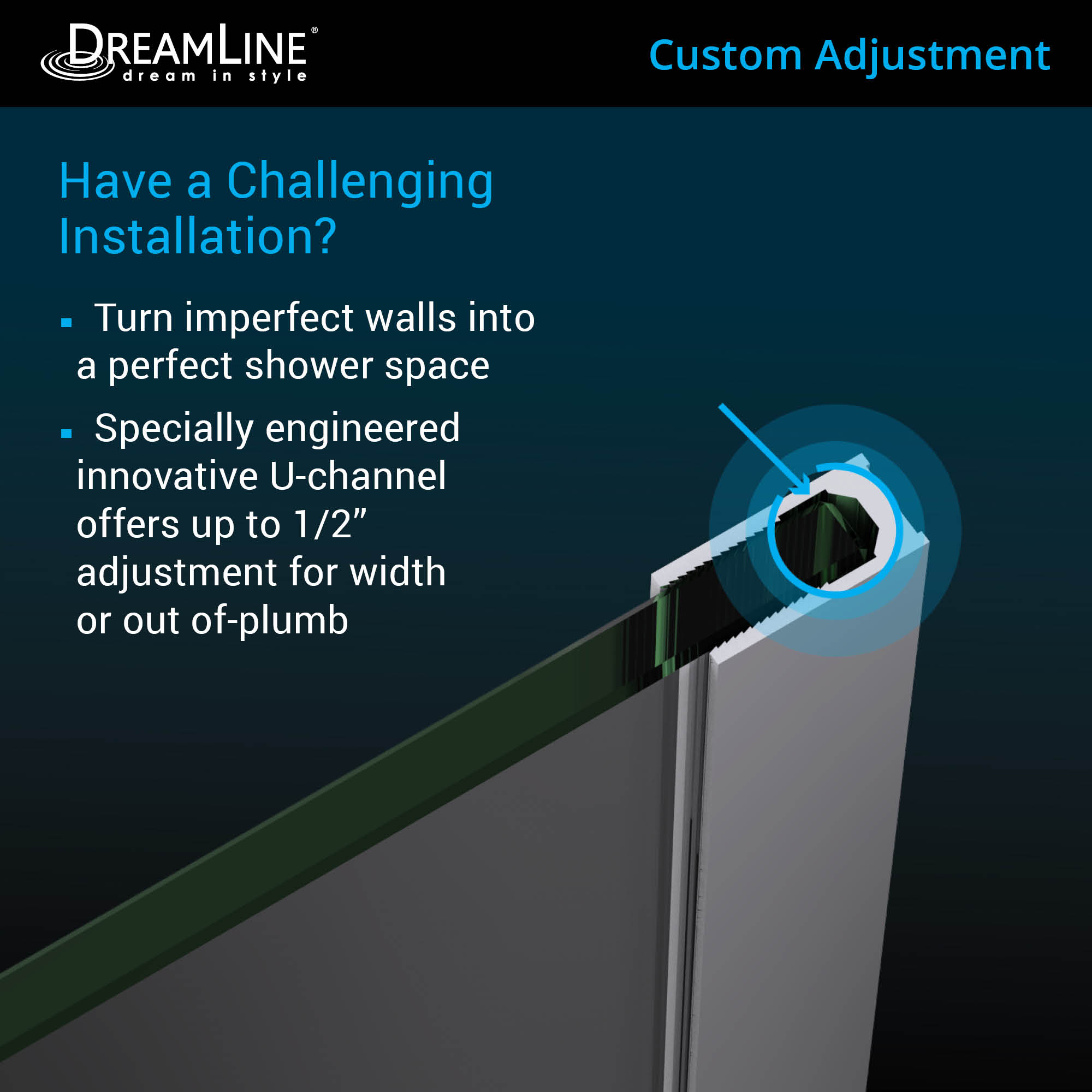 DreamLine Unidoor Plus 52-52 1/2 in. W x 72 in. H Frameless Hinged Shower Door, Clear Glass, Satin Black