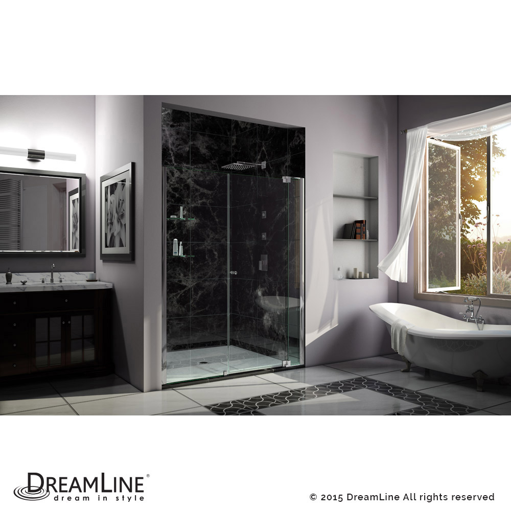 DreamLine Allure 65-66 in. W x 73 in. H Frameless Pivot Shower Door in Chrome