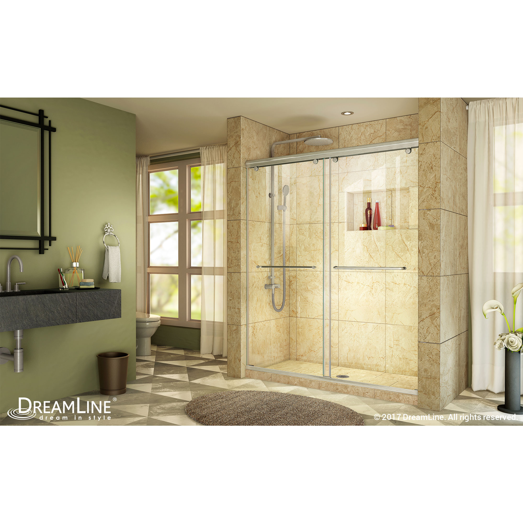 DreamLine Charisma 56-60 in. W x 76 in. H Frameless Bypass Sliding Shower Door in Chrome
