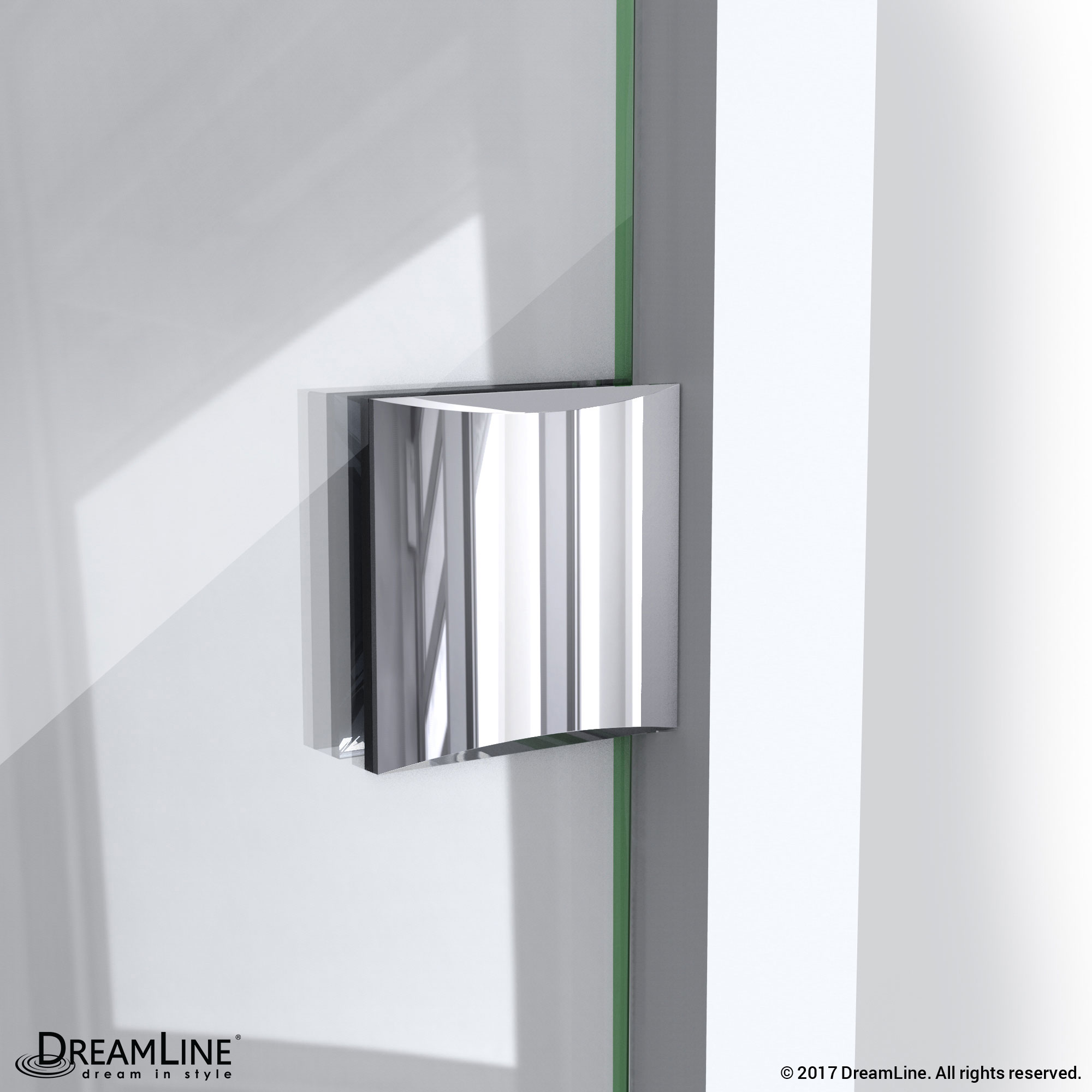 DreamLine Prism Lux 36 in. D x 36 in. W x 74 3/4 in. H Hinged Shower Enclosure in Chrome with Corner Drain White Base Kit
