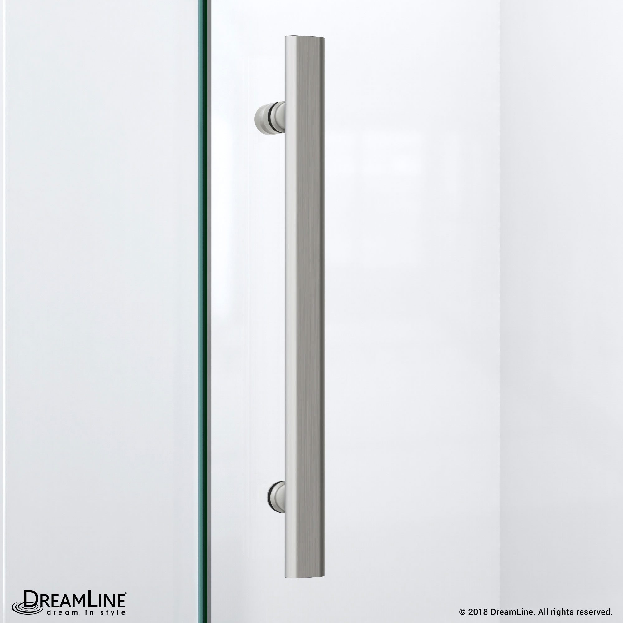 PrismLux 40-3/8" x 40-3/8" Frameless Hinged Shower Enclosure, Clear 3/8" Glass Shower, Brushed Nickel
