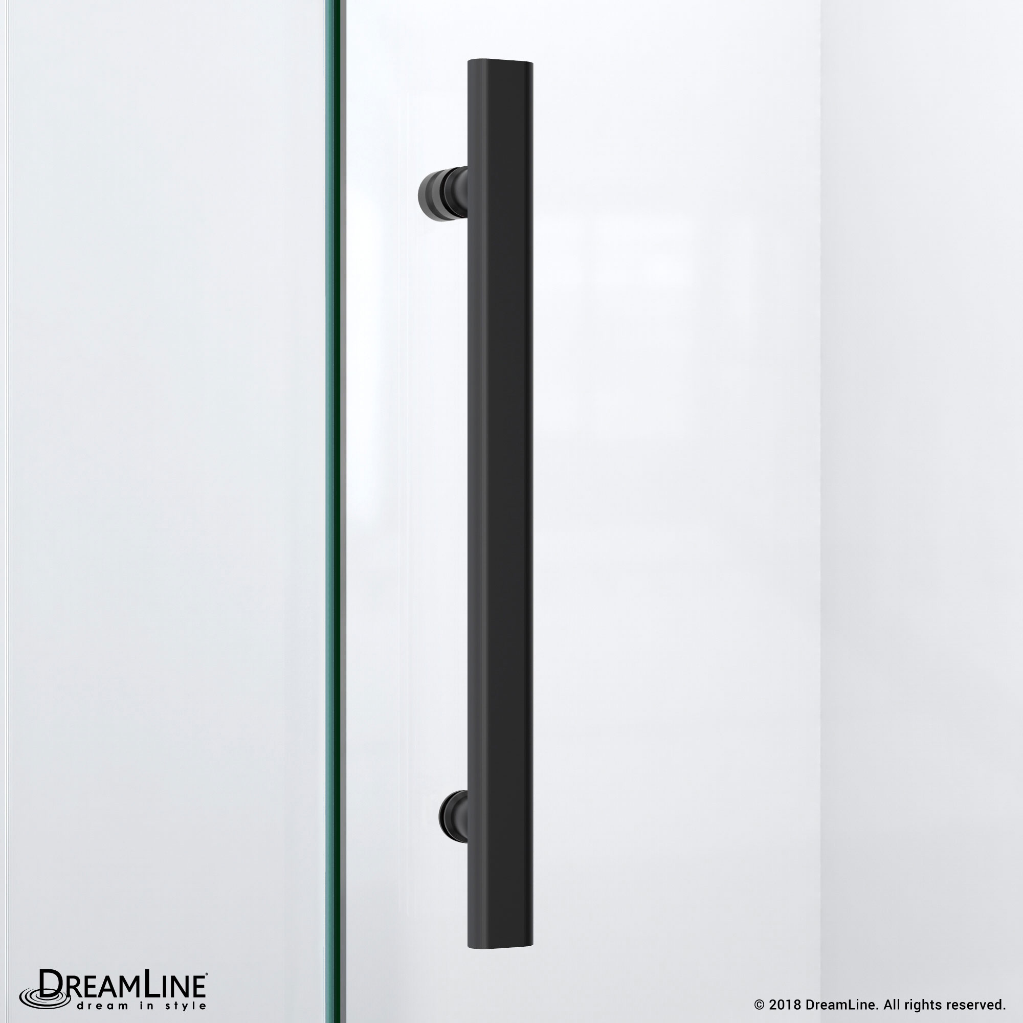 DreamLine Quatra Lux 34 1/4 in. D x 46 3/8 in. W x 72 in. H Frameless Hinged Shower Enclosure in Satin Black