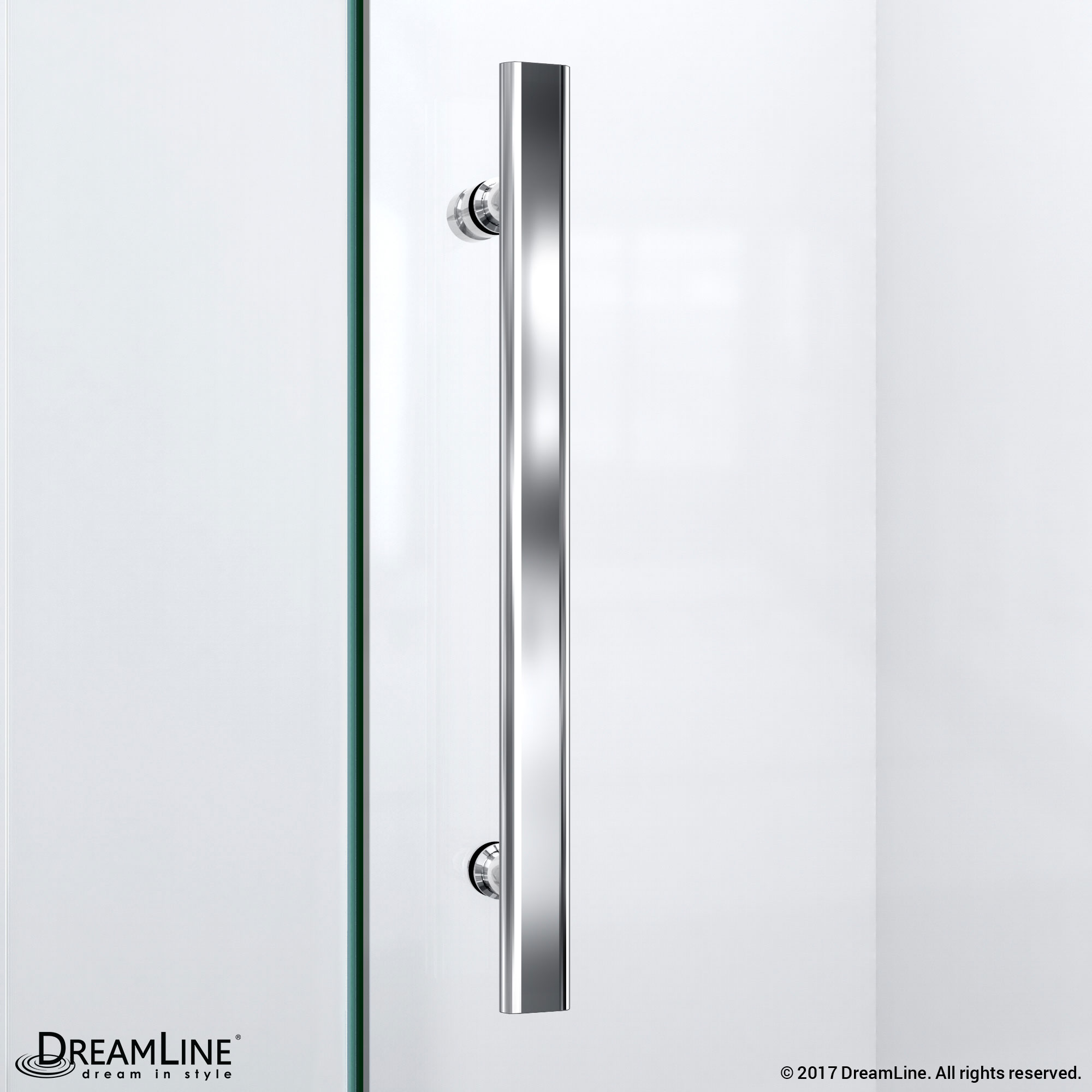 DreamLine Prism Lux 36 in. D x 36 in. W x 74 3/4 in. H Hinged Shower Enclosure in Chrome with Corner Drain White Base Kit