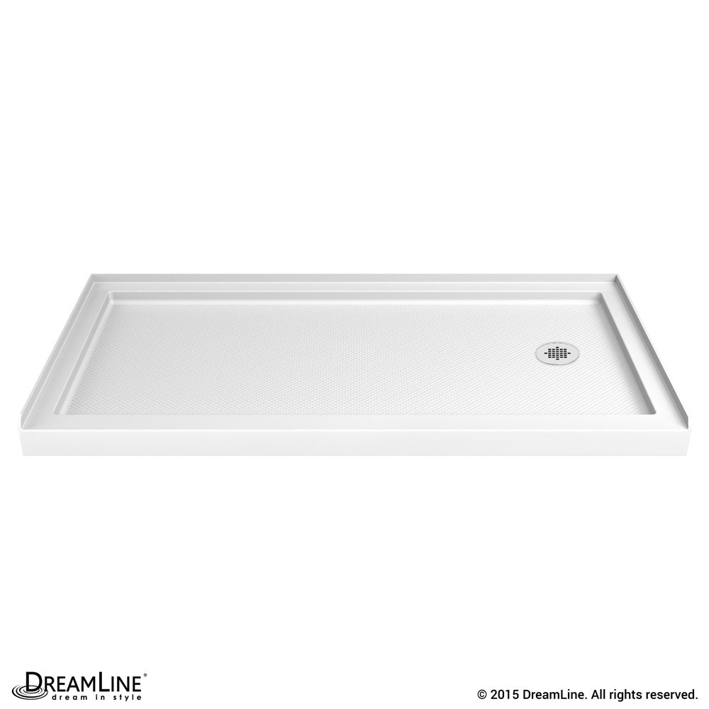 SlimLine 34" by 60" Single Threshold Shower Base and QWALL-5 Shower Backwall Kit