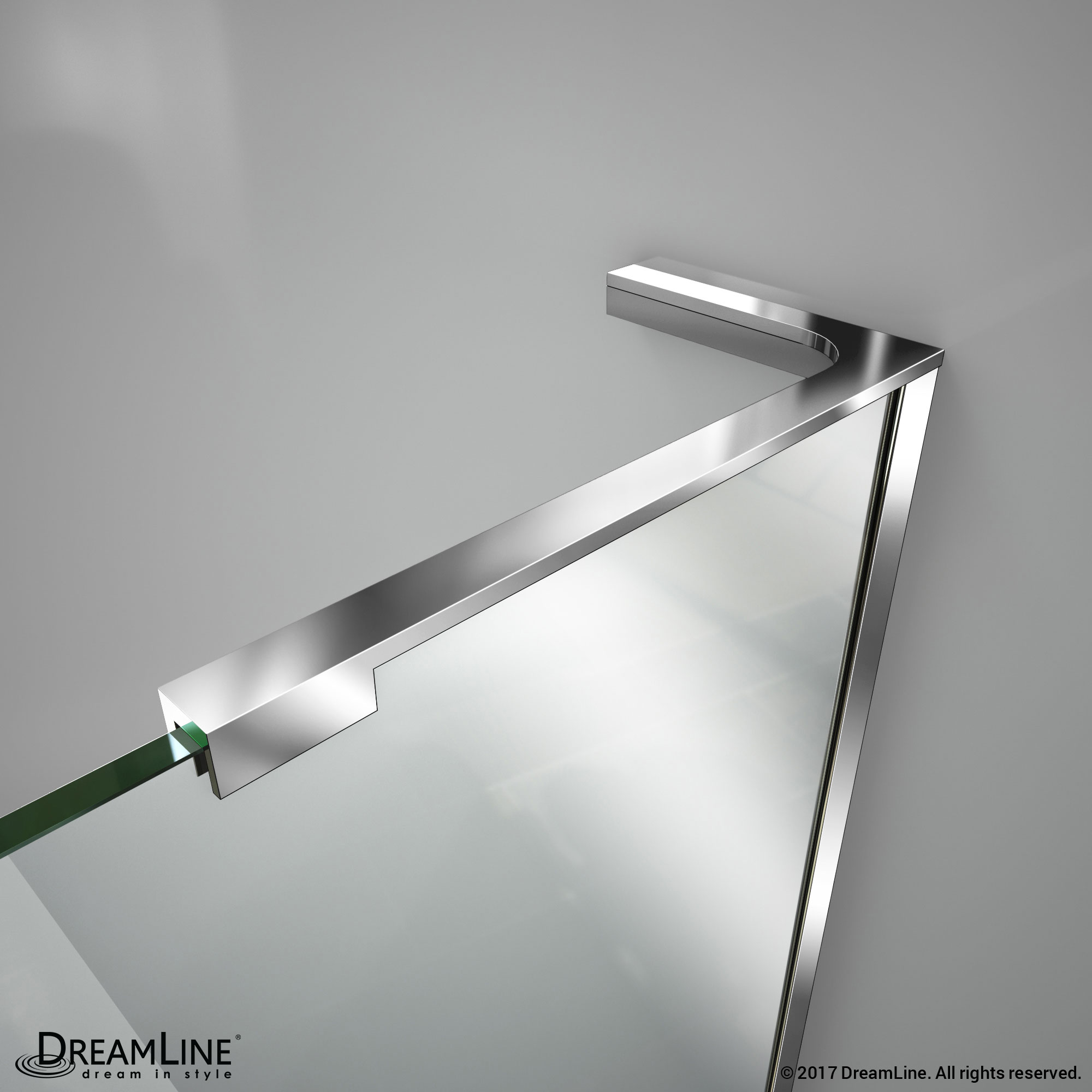 DreamLine Unidoor Lux 54 in. W x 72 in. H Fully Frameless Hinged Shower Door with L-Bar in Chrome