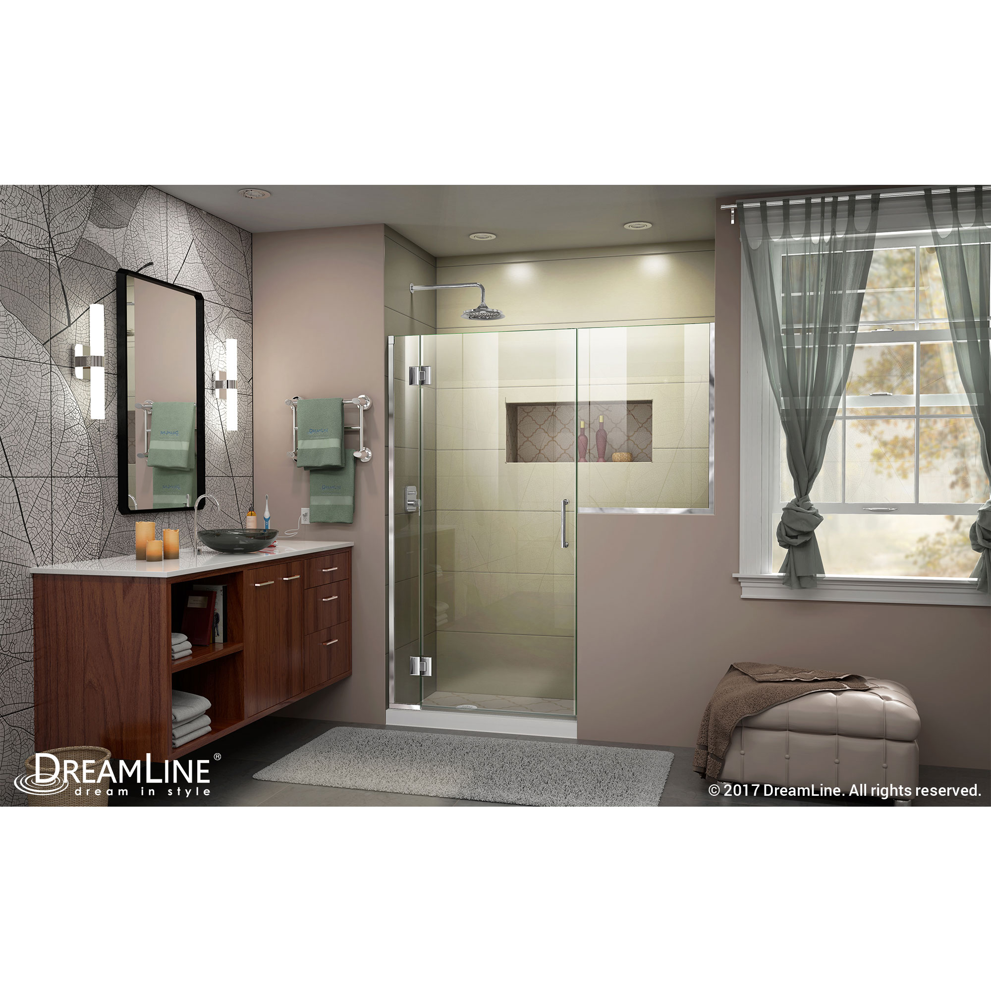 DreamLine Unidoor-X 72-72 1/2 in. W x 72 in. H Frameless Hinged Shower Door in Chrome