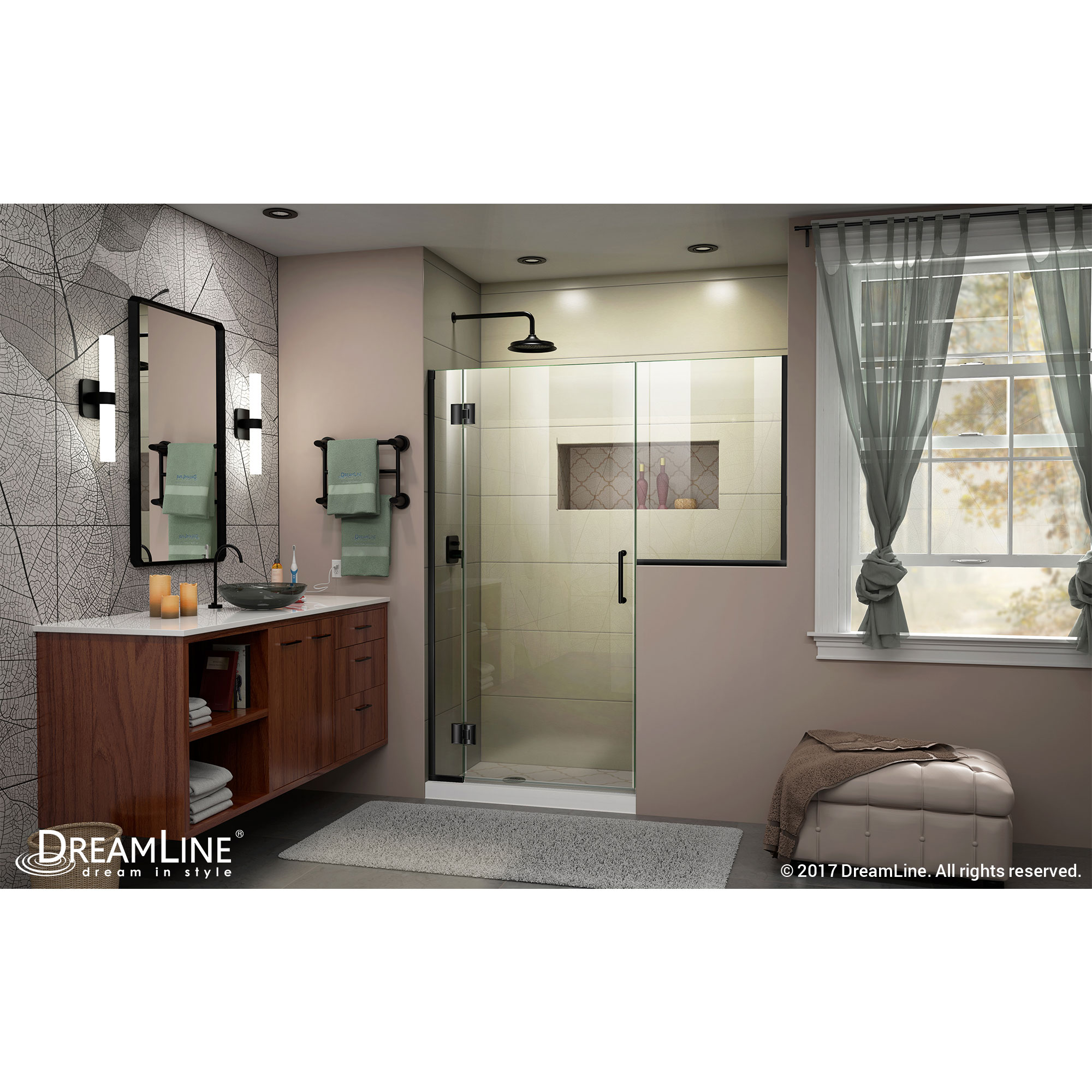 DreamLine Unidoor-X 63-63 1/2 in. W x 72 in. H Frameless Hinged Shower Door in Satin Black