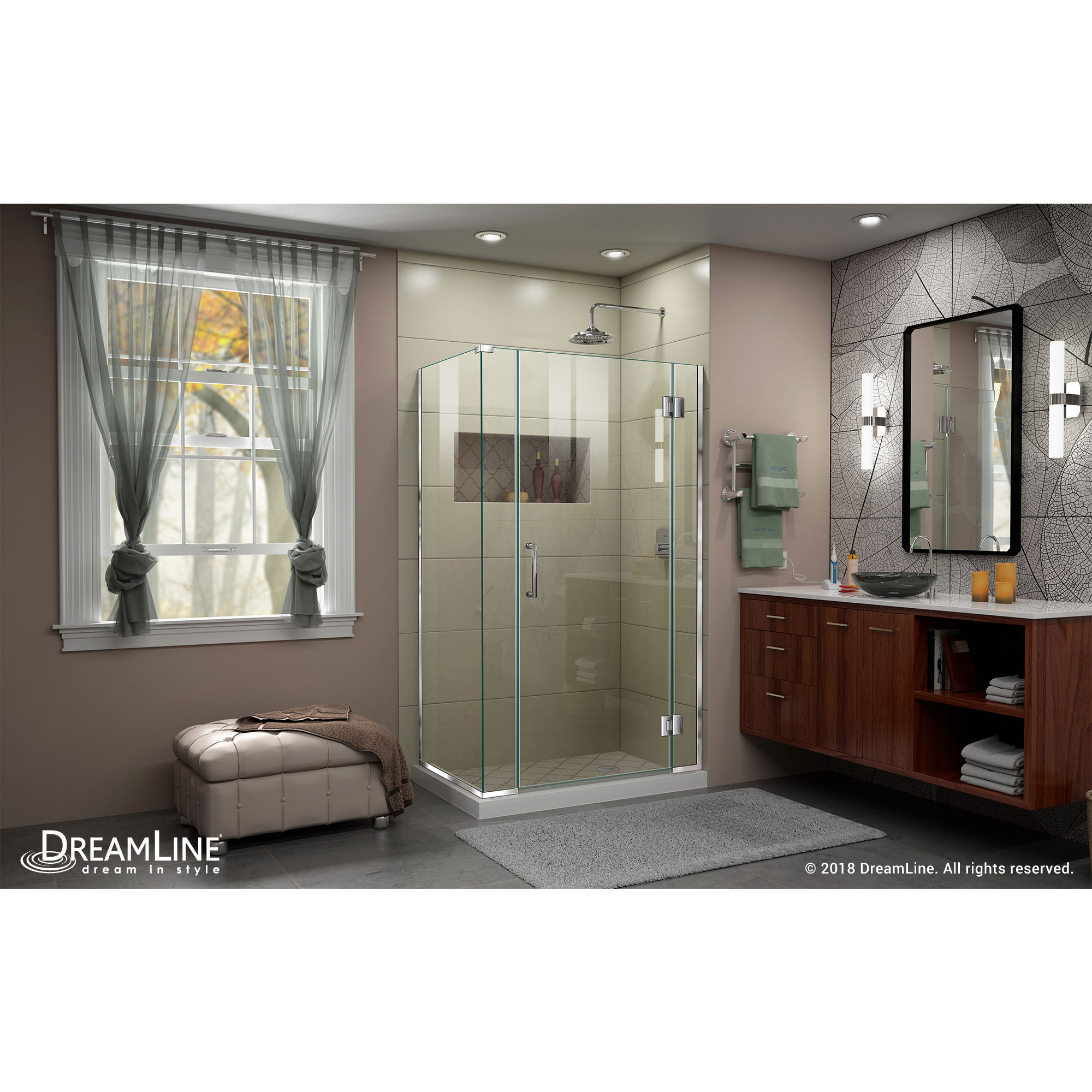 DreamLine Unidoor-X 40 1/2 in. W x 30 3/8 in. D x 72 in. H Frameless Hinged Shower Enclosure in Chrome