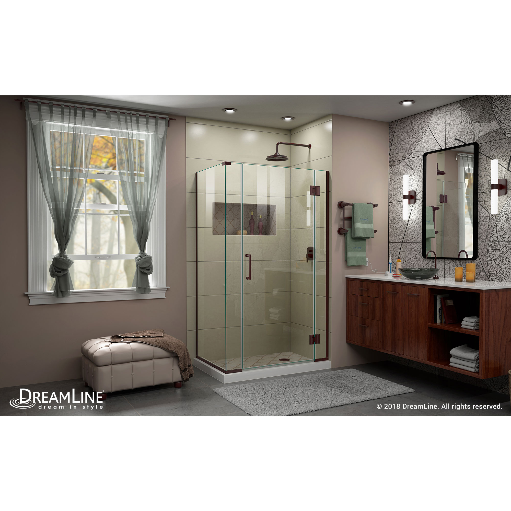 DreamLine Unidoor-X 40 1/2 in. W x 30 3/8 in. D x 72 in. H Frameless Hinged Shower Enclosure in Oil Rubbed Bronze