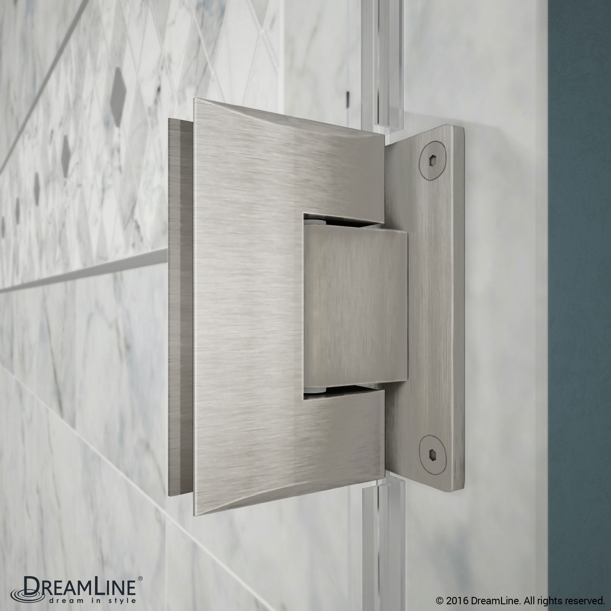 DreamLine Unidoor Lux 58 in. W x 72 in. H Fully Frameless Hinged Shower Door with L-Bar in Brushed Nickel