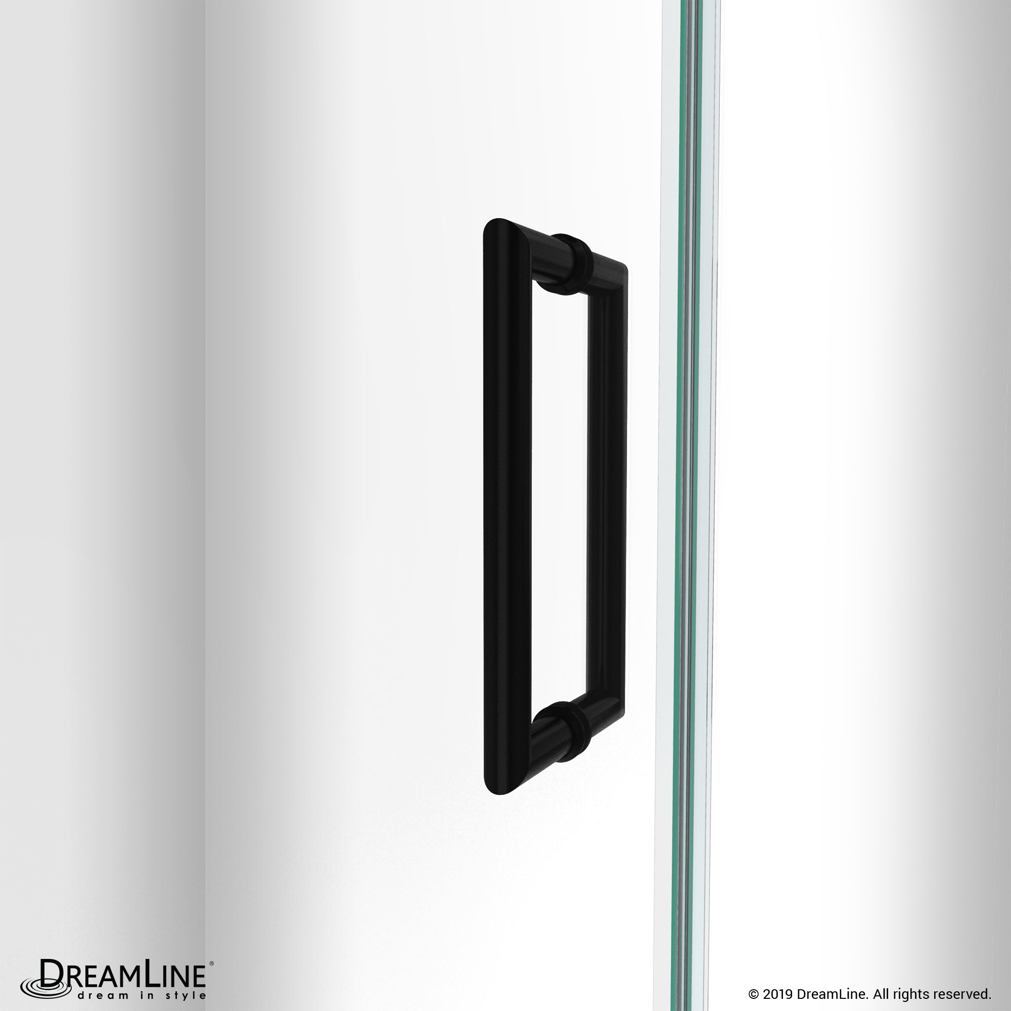 DreamLine Unidoor-LS 48-49 in. W x 72 in. H Frameless Hinged Shower Door with L-Bar in Satin Black