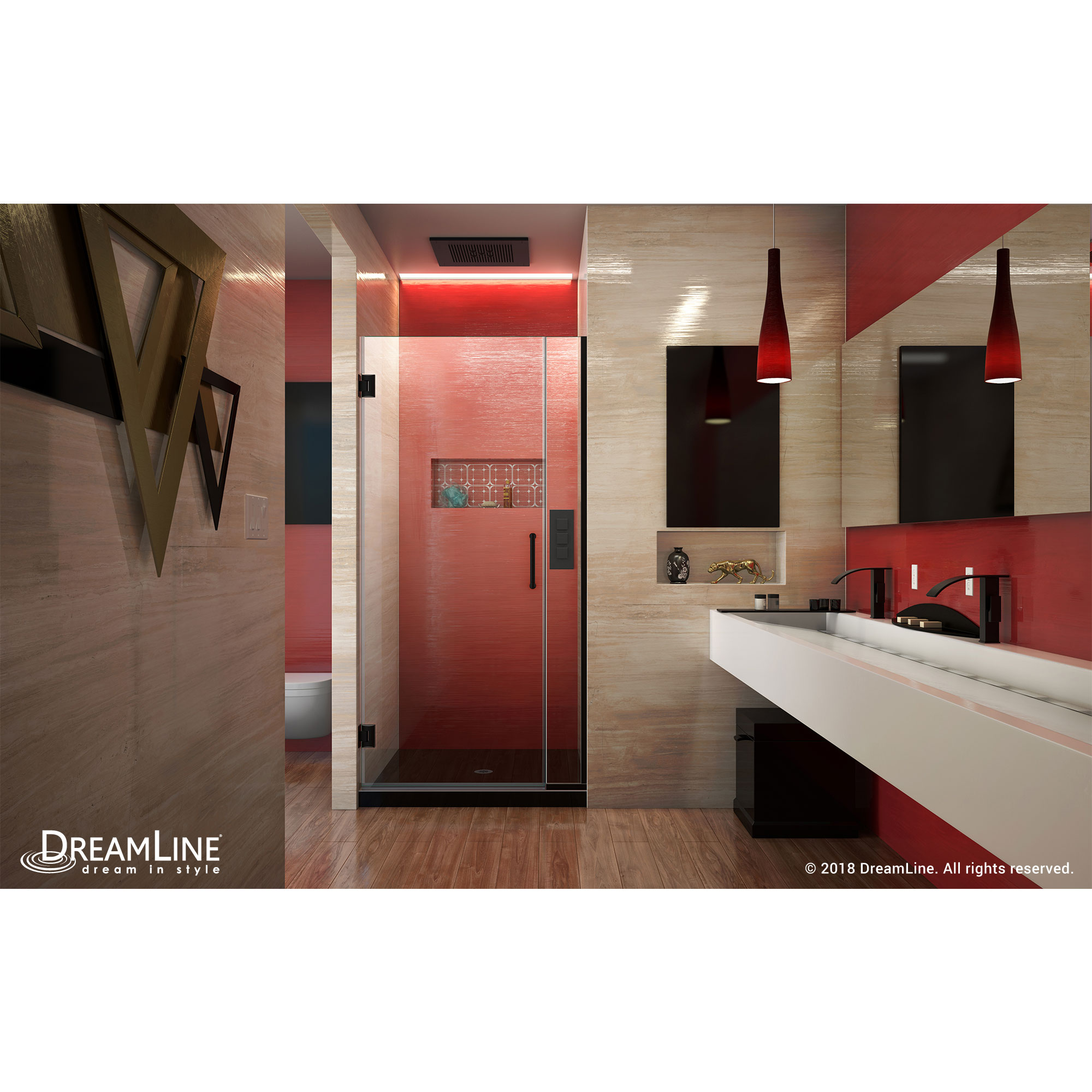 DreamLine Unidoor Plus 36 1/2 - 37 in. W x 72 in. H Frameless Hinged Shower Door, Clear Glass, Satin Black