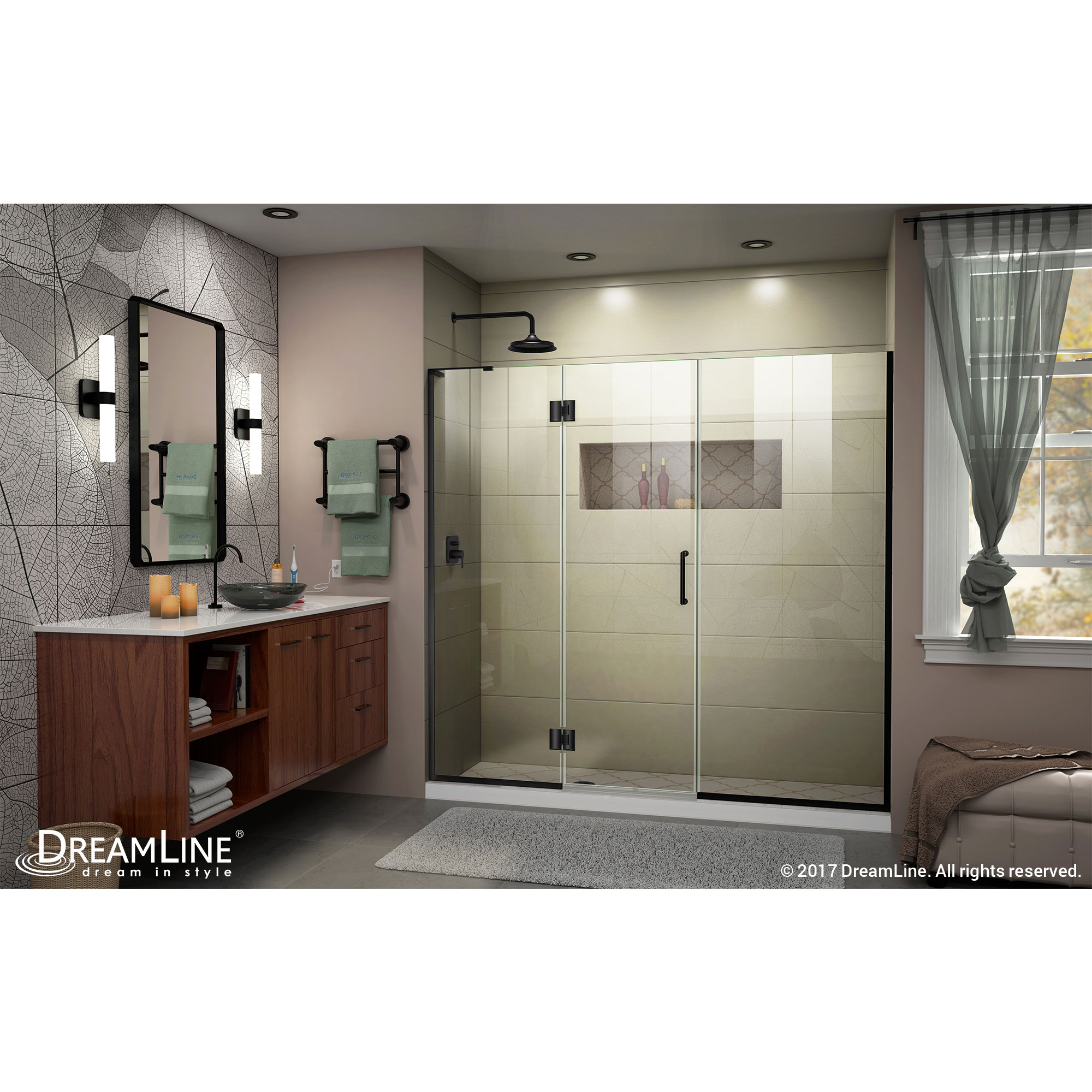 DreamLine Unidoor-X 72-72 1/2 in. W x 72 in. H Frameless Hinged Shower Door in Satin Black