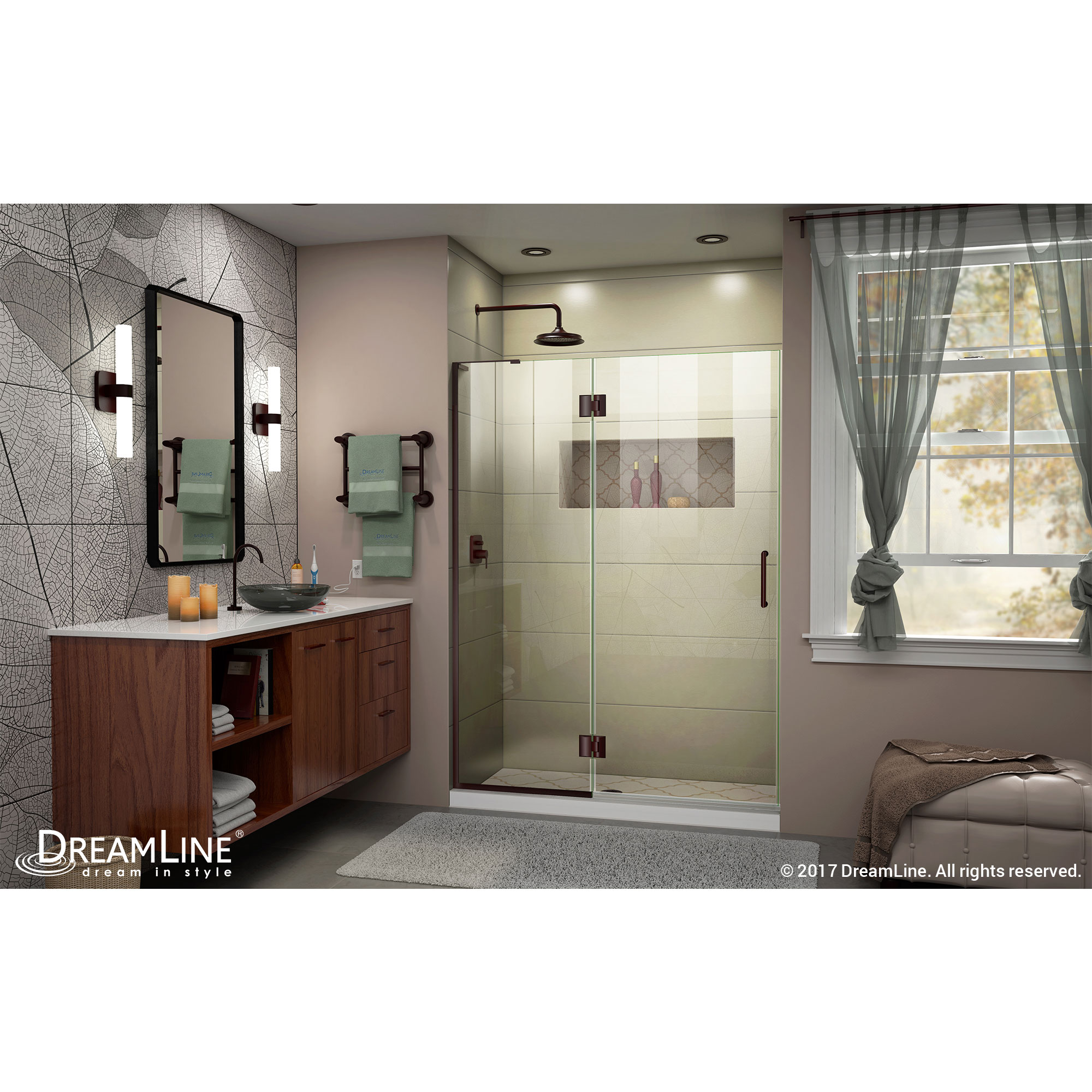 DreamLine Unidoor-X 52 in. W x 72 in. H Frameless Hinged Shower Door in Oil Rubbed Bronze