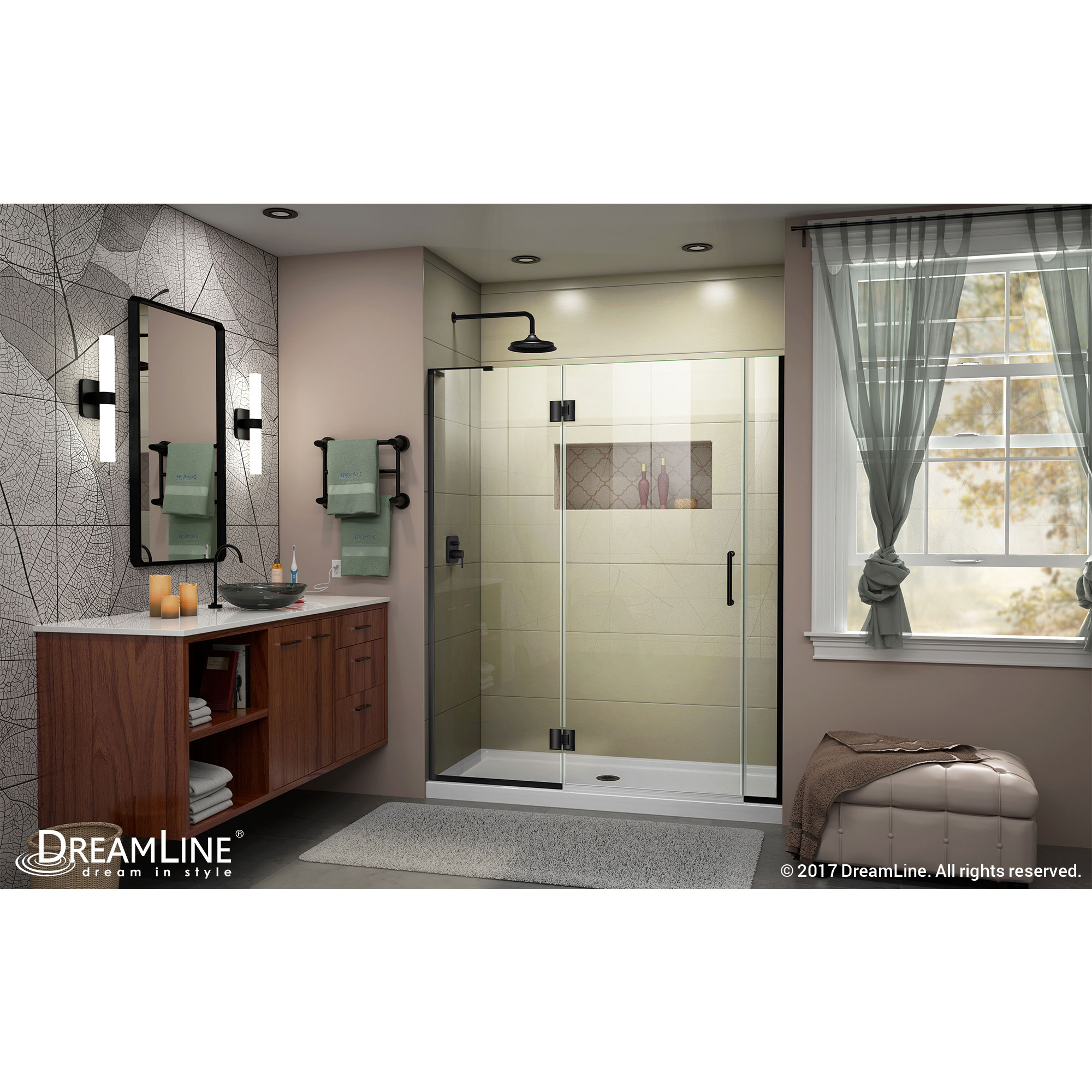 DreamLine Unidoor-X 59 1/2-60 in. W x 72 in. H Frameless Hinged Shower Door in Satin Black