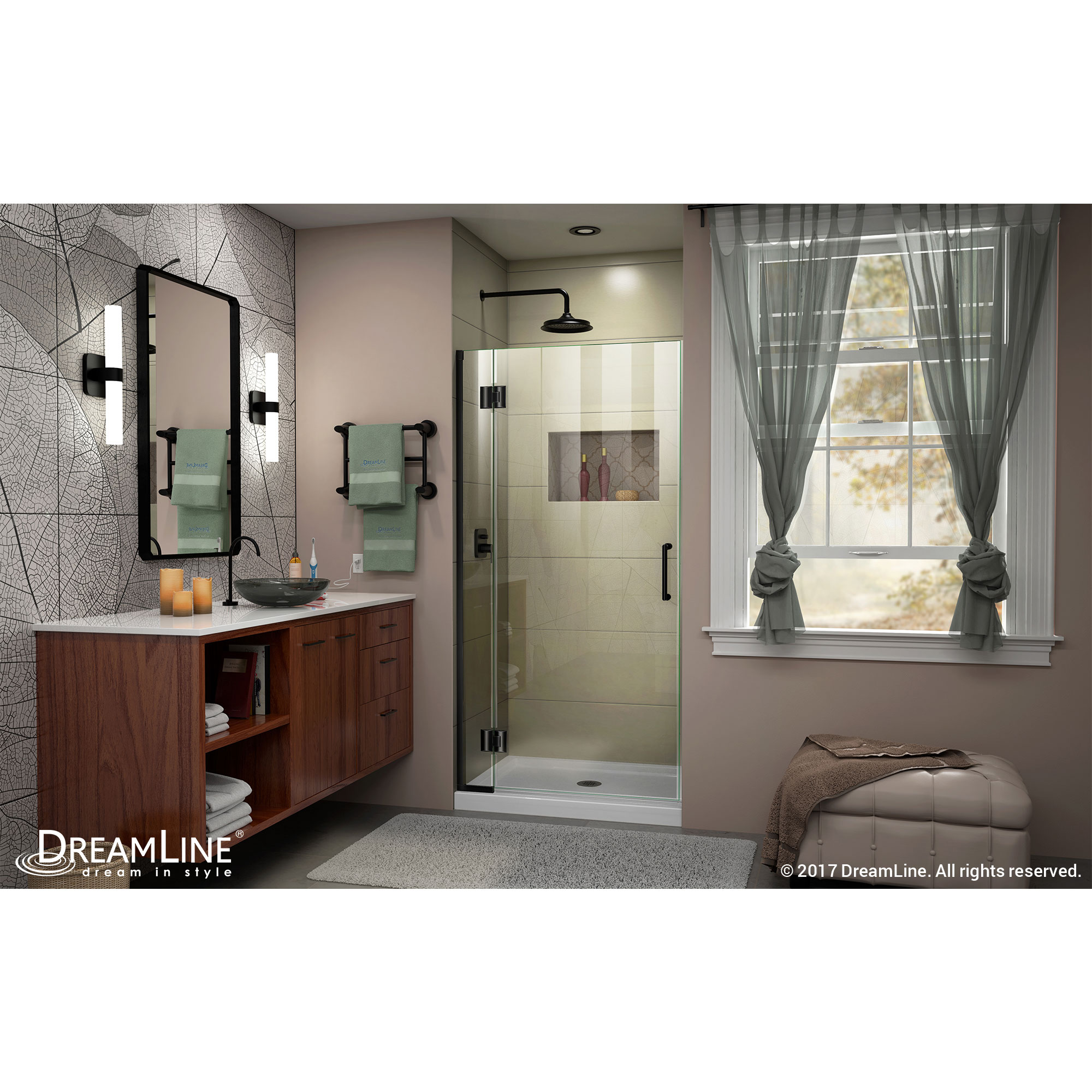 DreamLine Unidoor-X 32 in. W x 72 in. H Frameless Hinged Shower Door in Satin Black