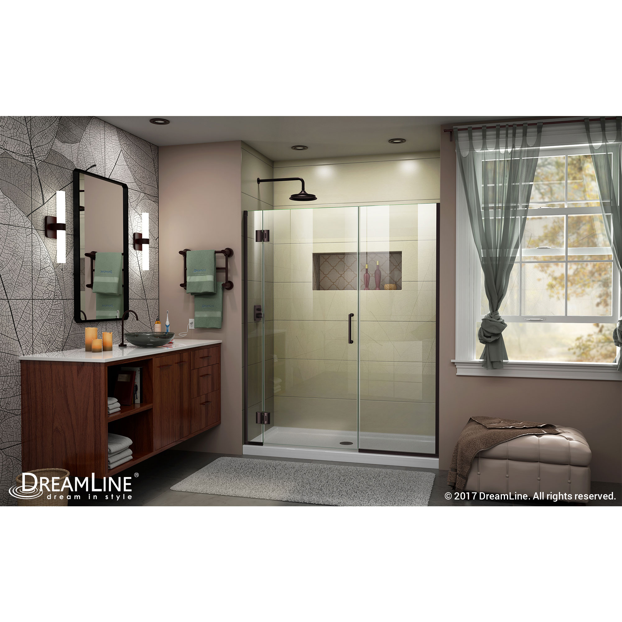 DreamLine Unidoor-X 48-48 1/2 in. W x 72 in. H Frameless Hinged Shower Door in Oil Rubbed Bronze