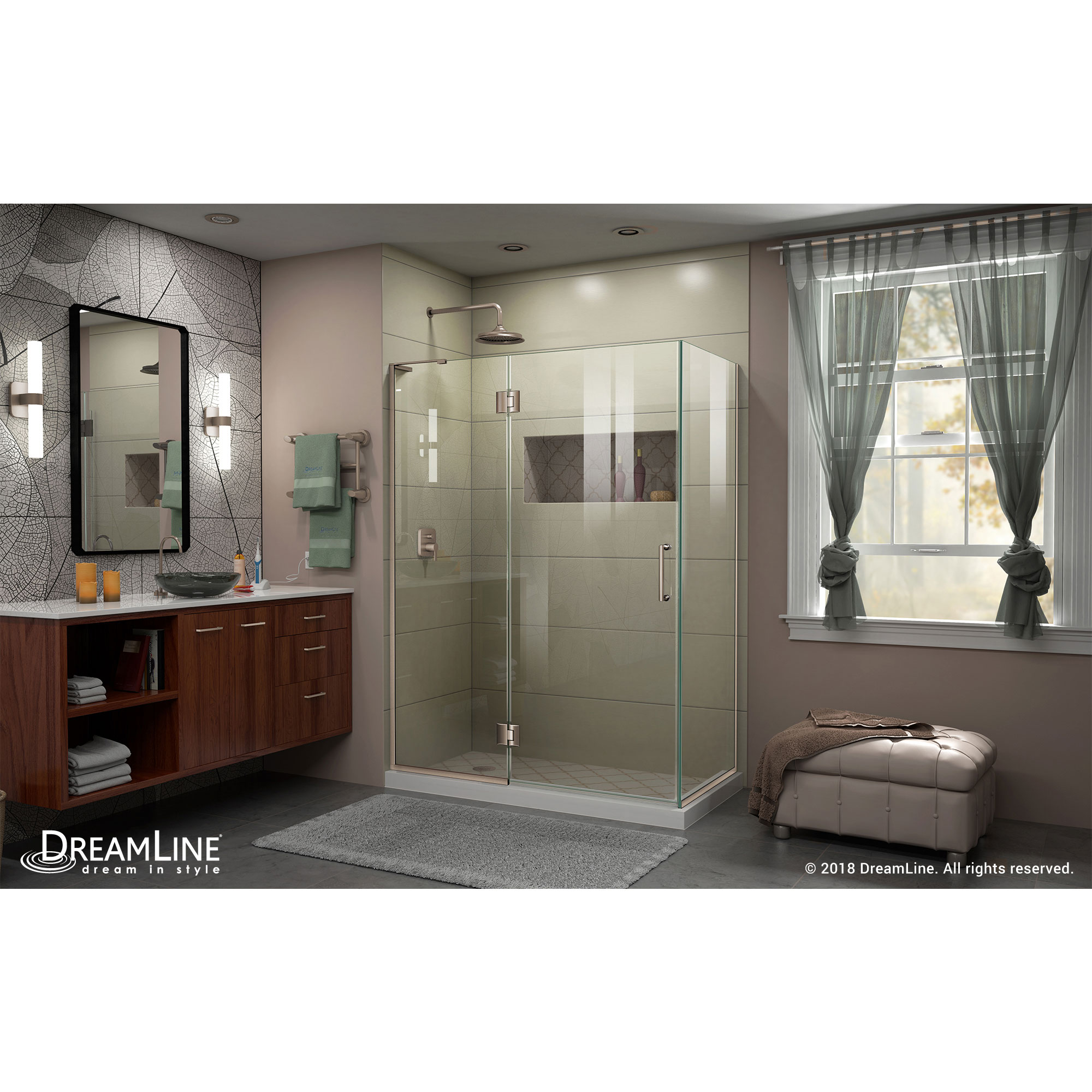DreamLine Unidoor-X 48 3/8 in. W x 34 in. D x 72 in. H Frameless Hinged Shower Enclosure in Brushed Nickel