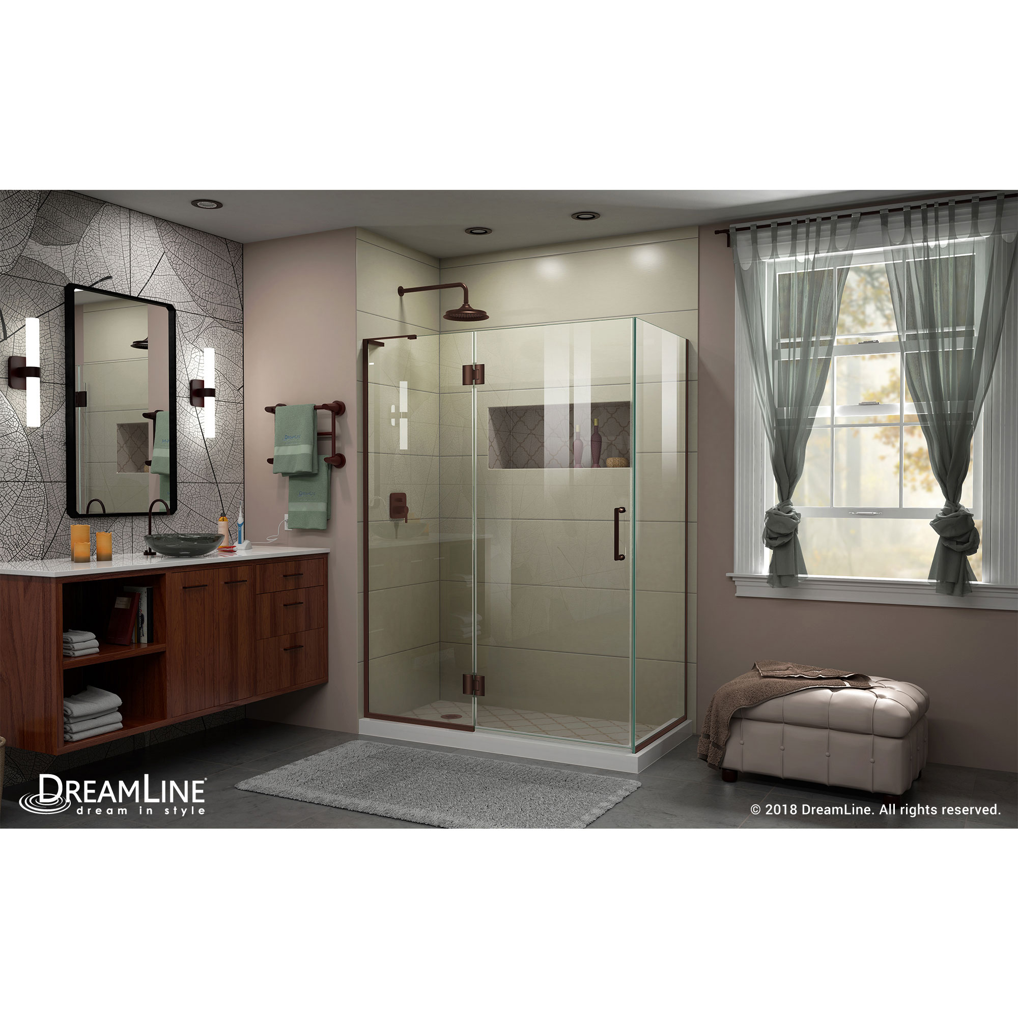 DreamLine Unidoor-X 48 3/8 in. W x 34 in. D x 72 in. H Frameless Hinged Shower Enclosure in Oil Rubbed Bronze