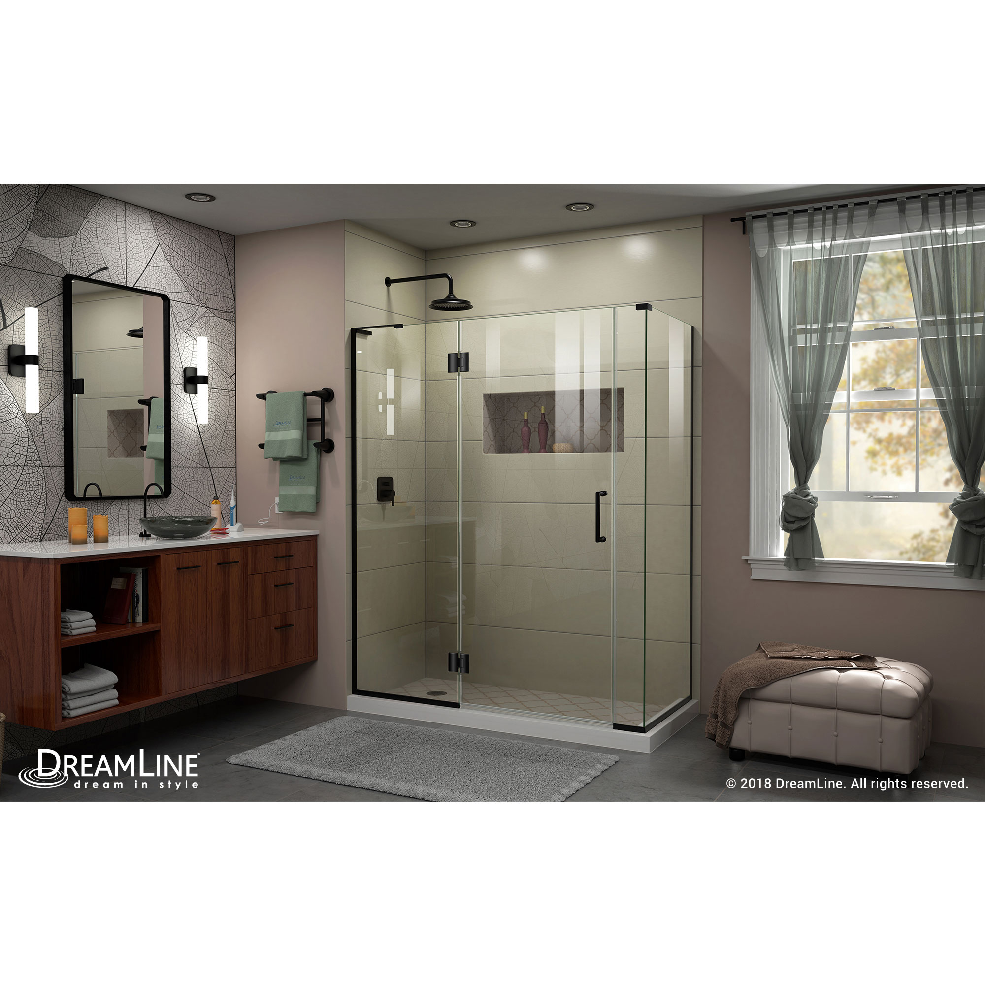 DreamLine Unidoor-X 60 in. W x 34 3/8 in. D x 72 in. H Frameless Hinged Shower Enclosure in Satin Black