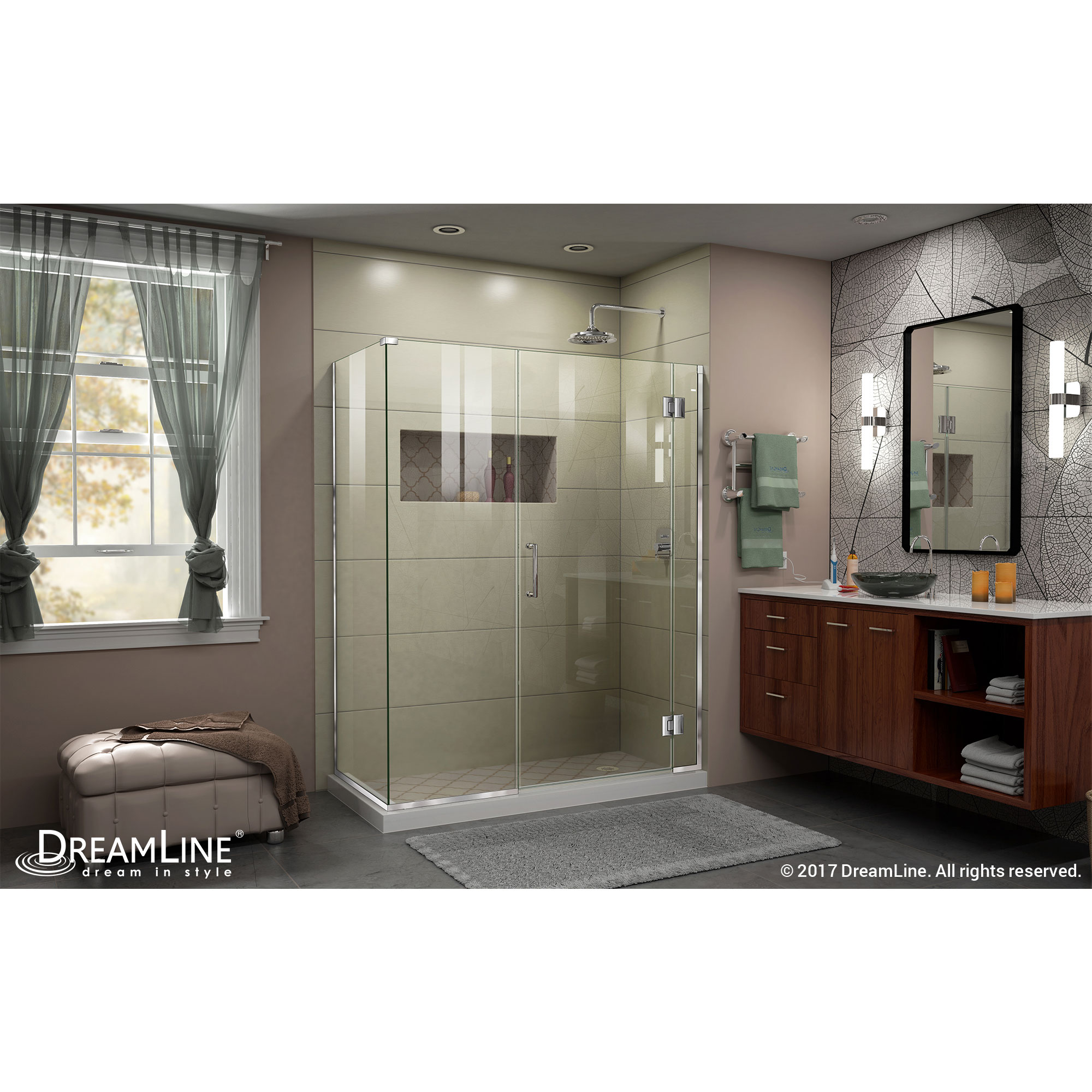 DreamLine Unidoor-X 58 in. W x 30 3/8 in. D x 72 in. H Frameless Hinged Shower Enclosure in Chrome