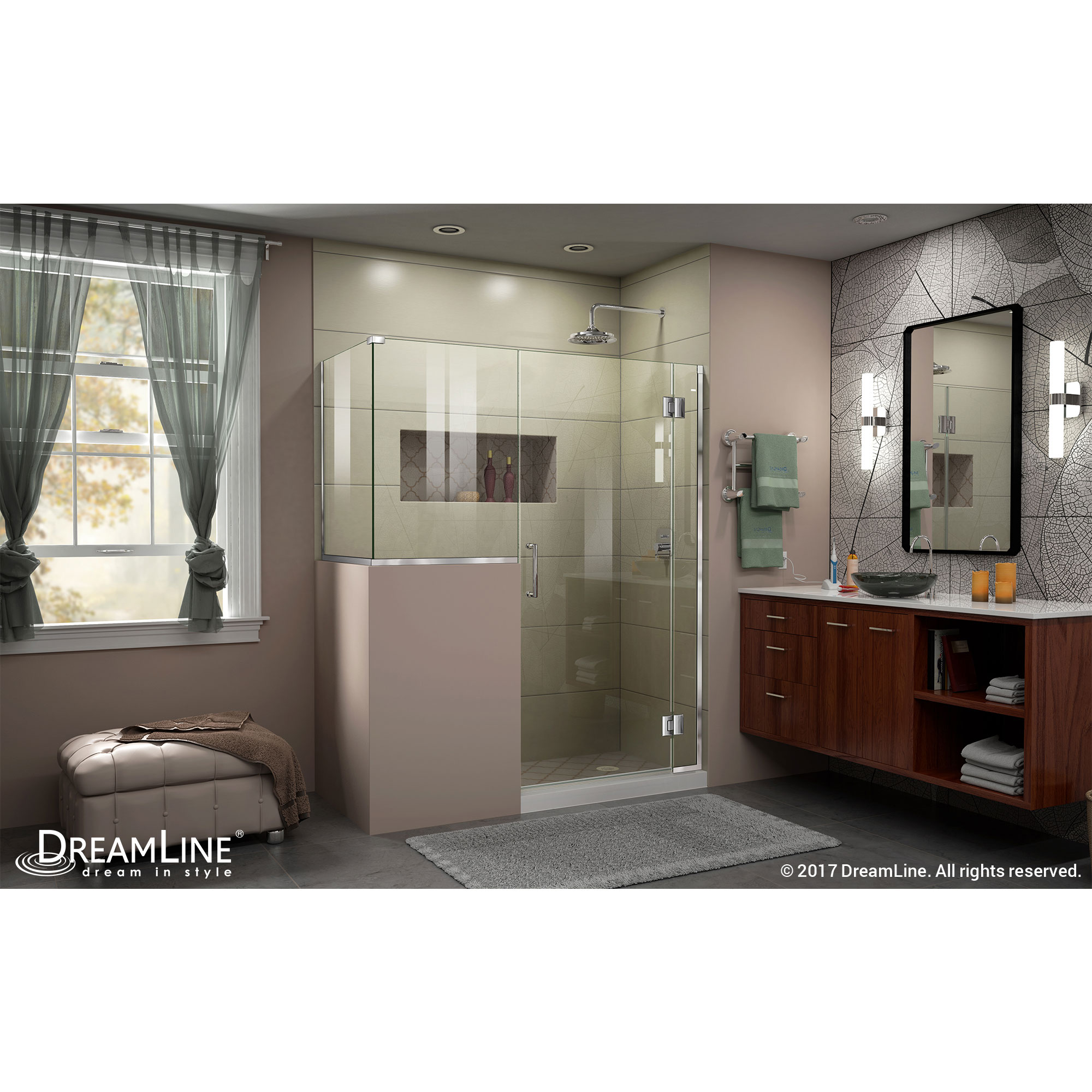 DreamLine Unidoor-X 59 in. W x 30 3/8 in. D x 72 in. H Frameless Hinged Shower Enclosure in Chrome