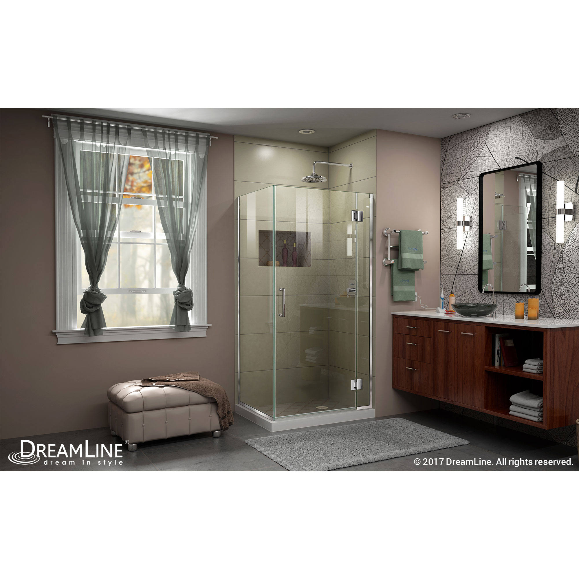 DreamLine Unidoor-X 33 3/8 in. W x 30 in. D x 72 in. H Frameless Hinged Shower Enclosure in Chrome