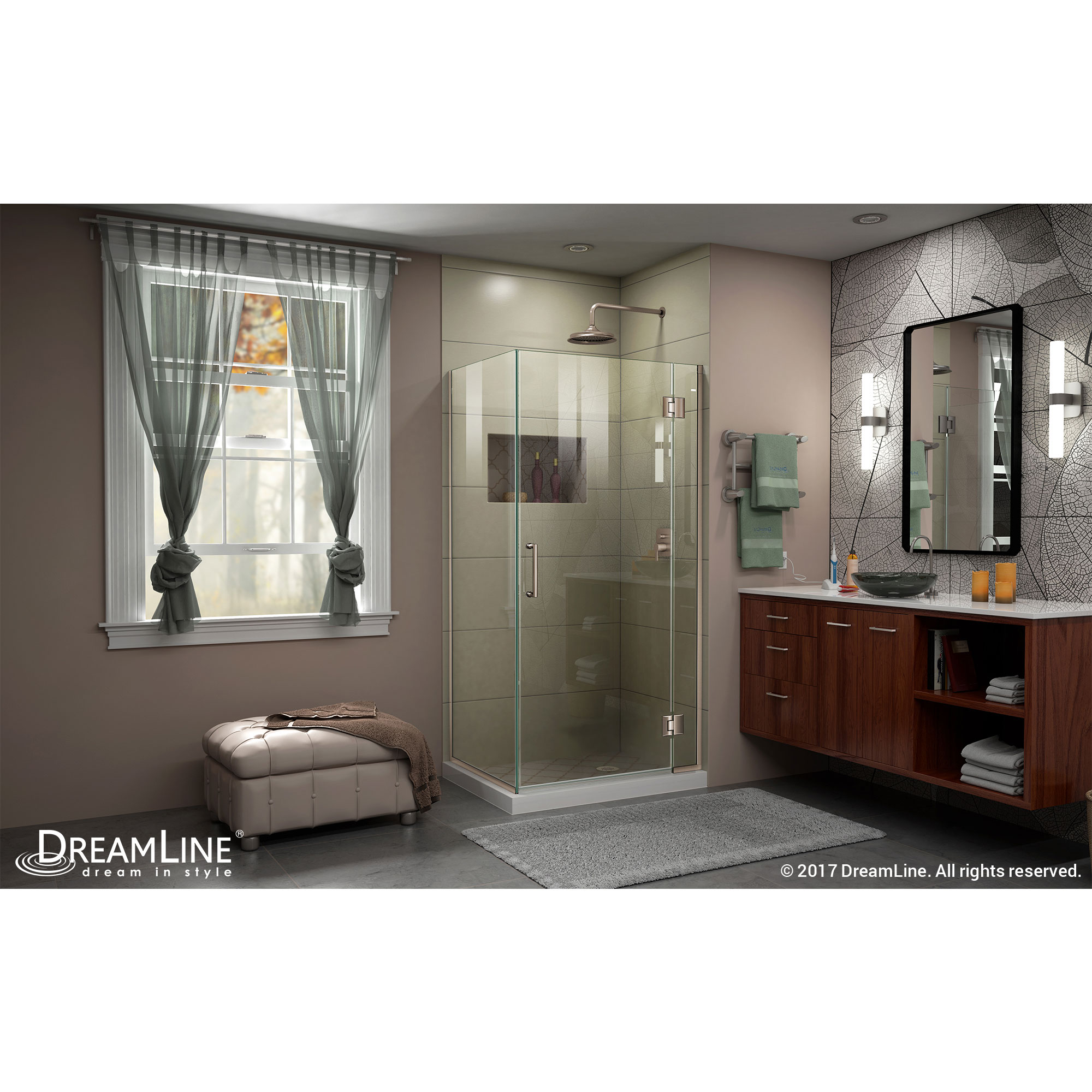 DreamLine Unidoor-X 36 3/8 in. W x 30 in. D x 72 in. H Frameless Hinged Shower Enclosure in Brushed Nickel