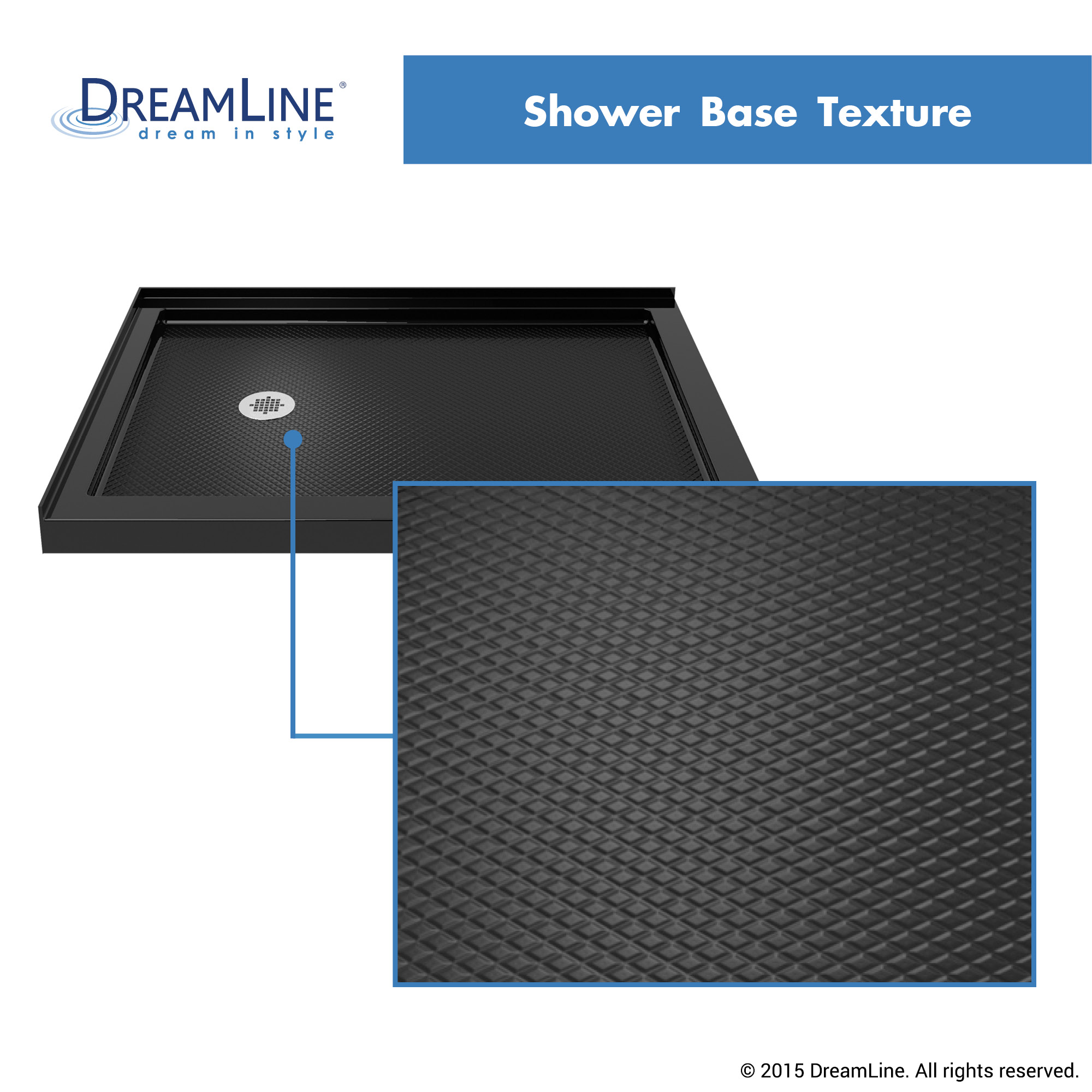 DreamLine SlimLine 32 in. D x 32 in. W x 2 3/4 in. H Corner Drain Double Threshold Shower Base in Black