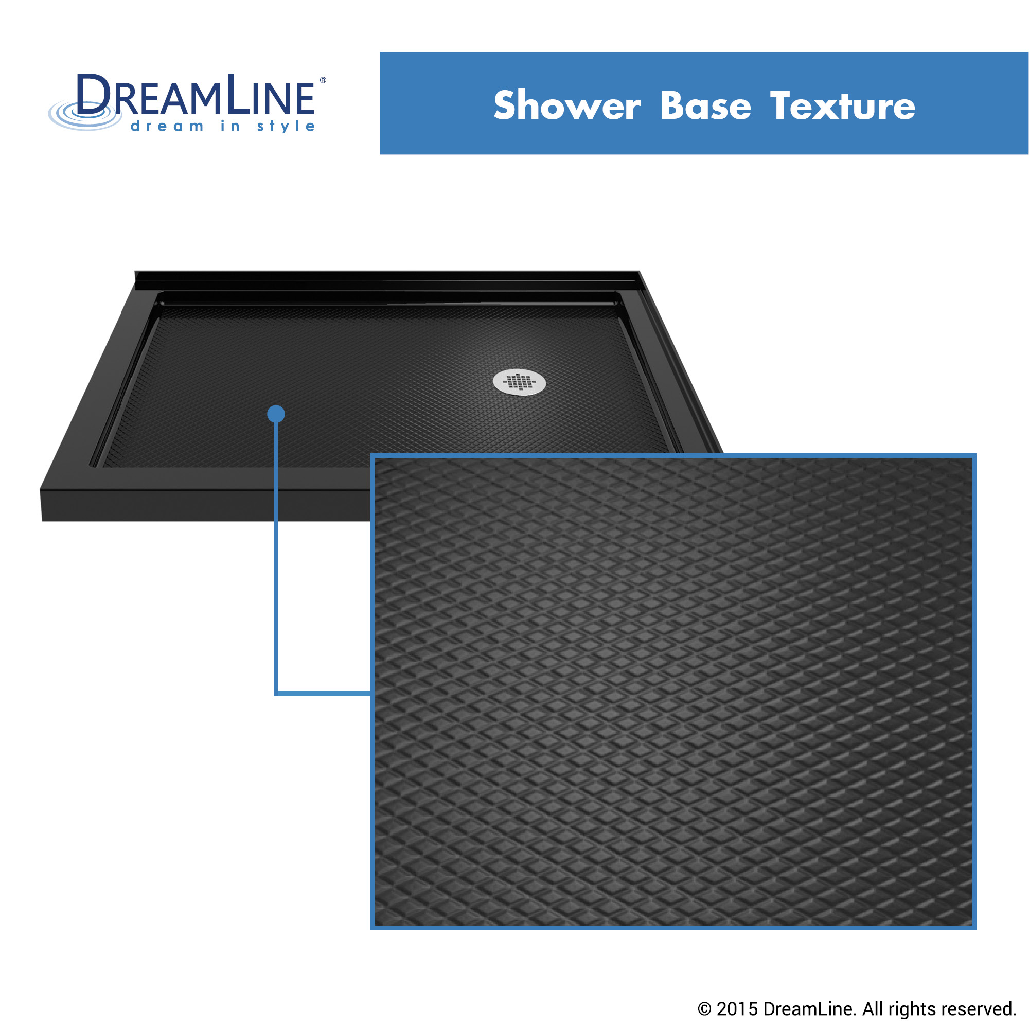 DreamLine SlimLine 36 in. D x 54 in. W x 2 3/4 in. H Right Drain Double Threshold Shower Base in Black
