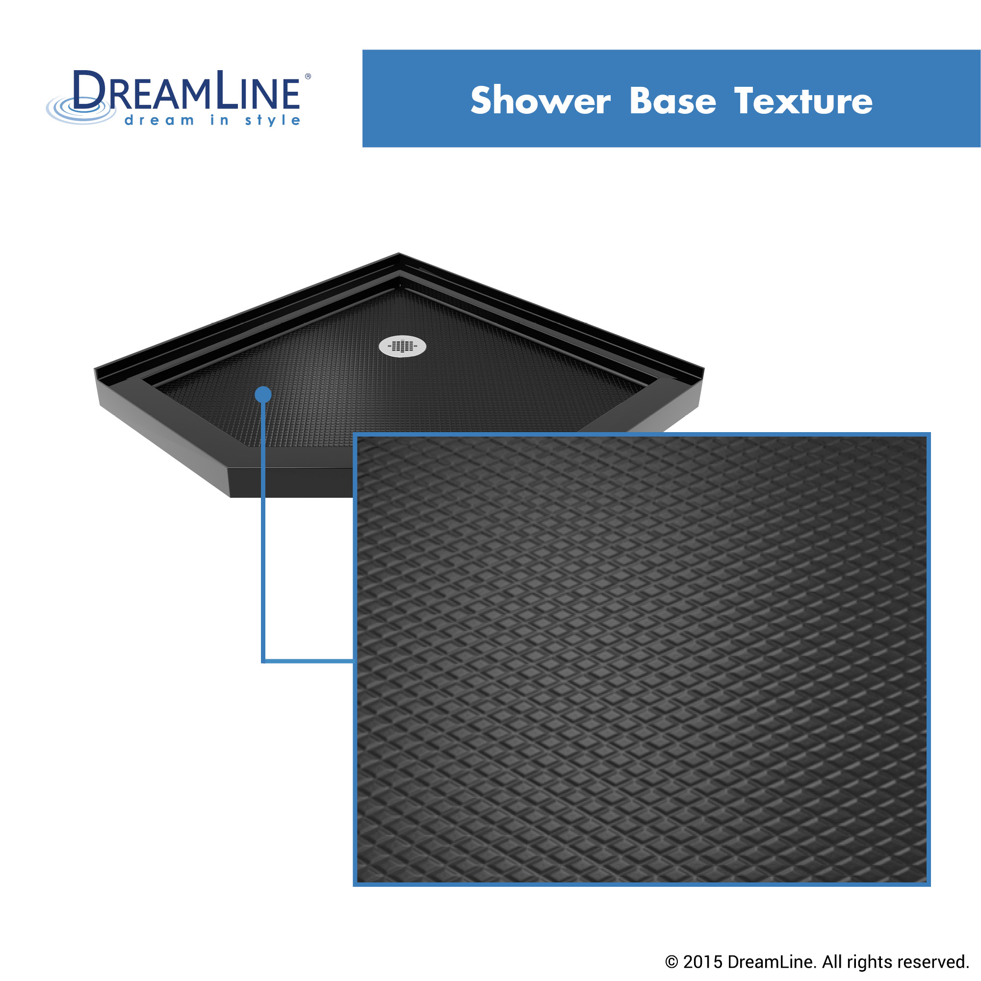 DreamLine SlimLine 42 in. D x 42 in. W x 2 3/4 in. H Corner Drain Neo-Angle Shower Base in Black