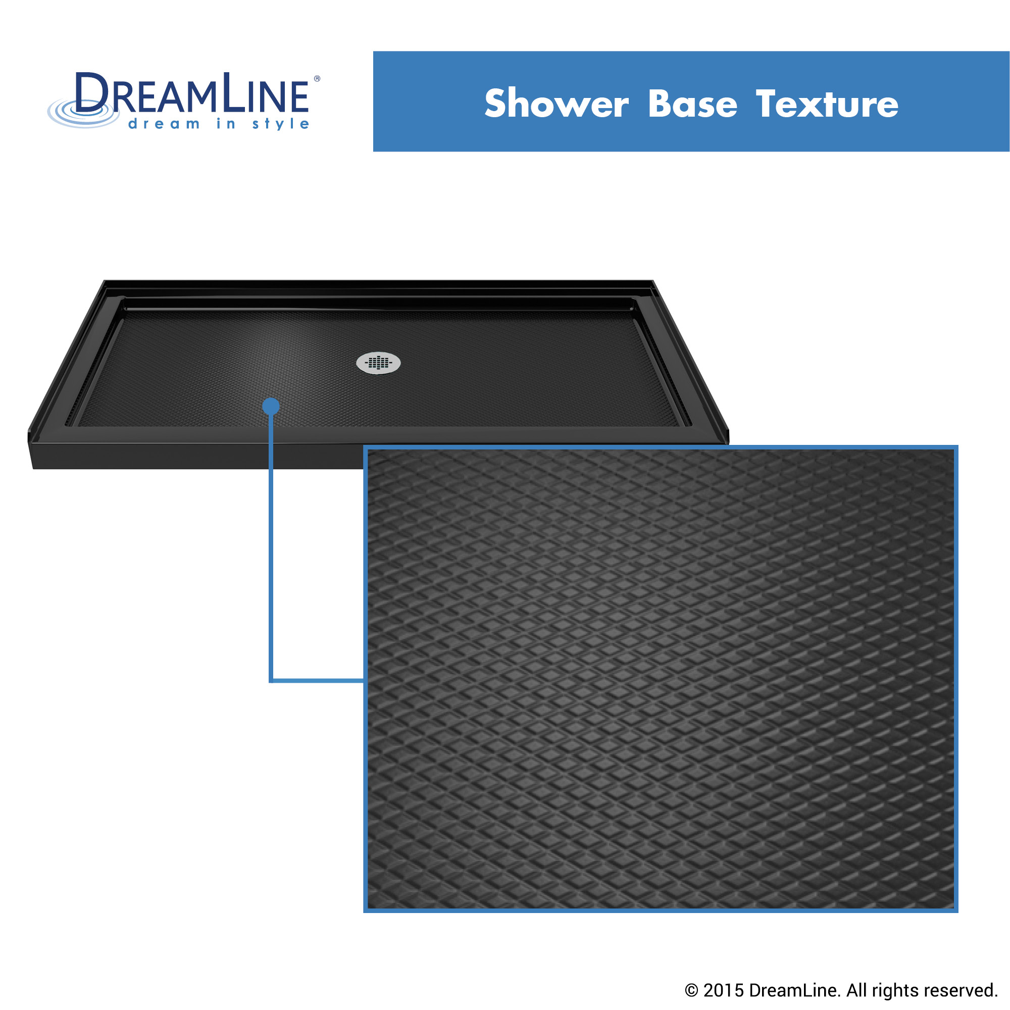 DreamLine SlimLine 32 in. D x 60 in. W x 2 3/4 in. H Center Drain Single Threshold Shower Base in Black