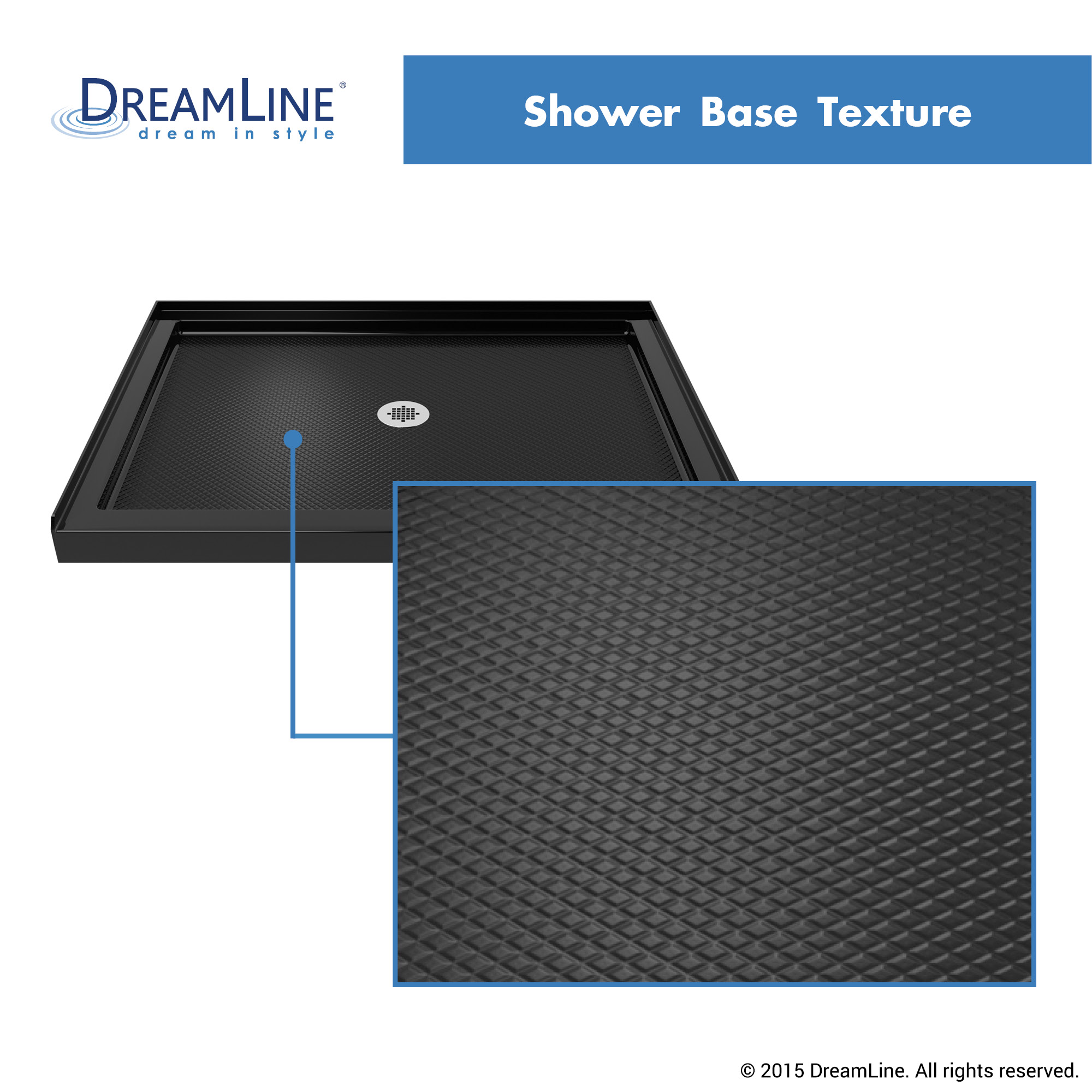 DreamLine SlimLine 32 in. D x 32 in. W x 2 3/4 in. H Center Drain Single Threshold Shower Base in Black